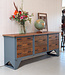 Vintage wood and steel sideboard with drawers
