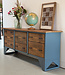 Vintage wood and steel sideboard with drawers