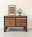 Vintage-Werkbank aus Holz und Stahl mit Schubladen
