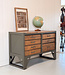 Vintage wood and steel workbench with drawers