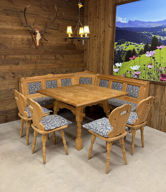 Oldwood Österreichische Sitzecke | Ecksofa mit Tisch und 4 Stühlen