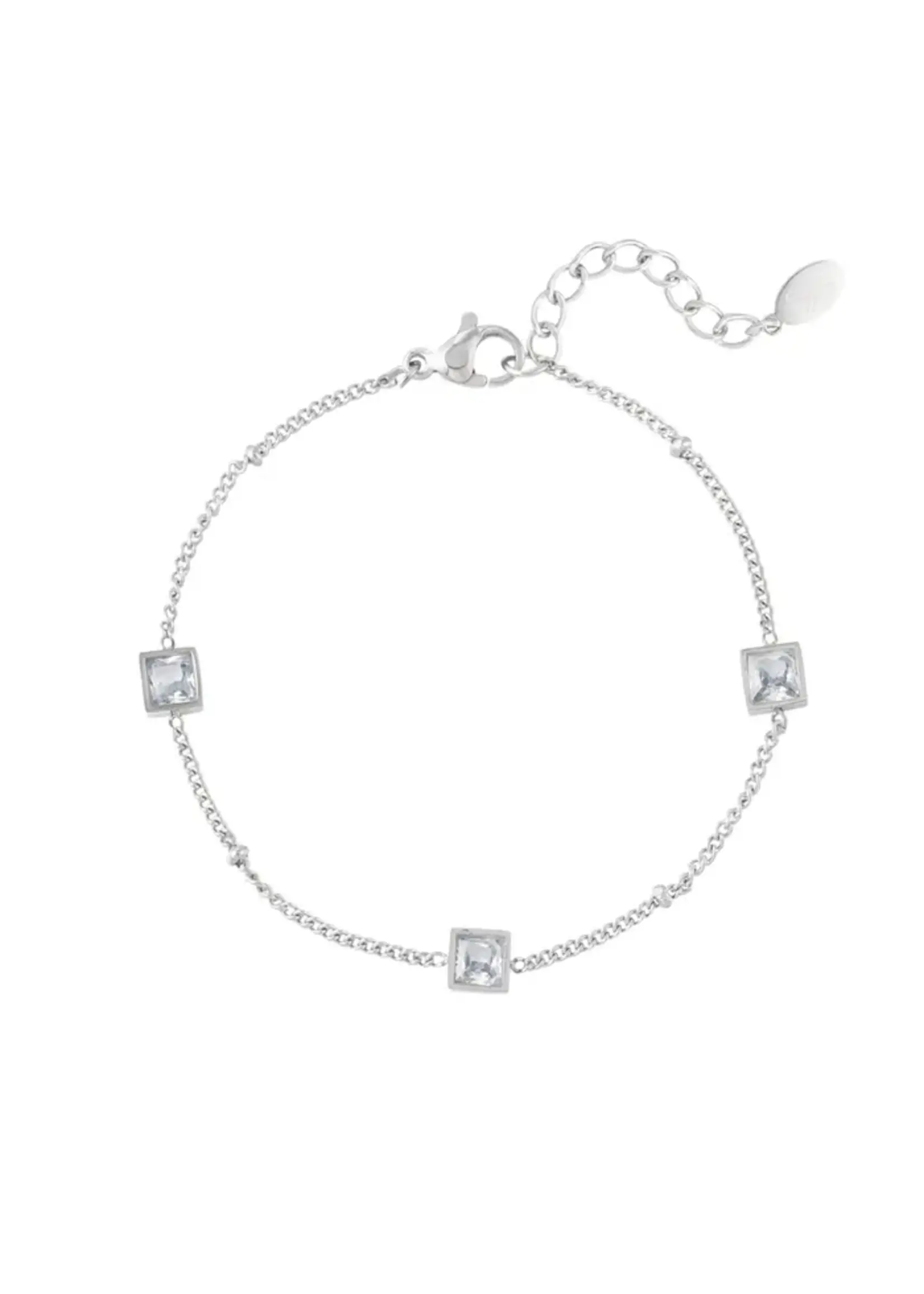 Bracelet With 3 Stones Silver