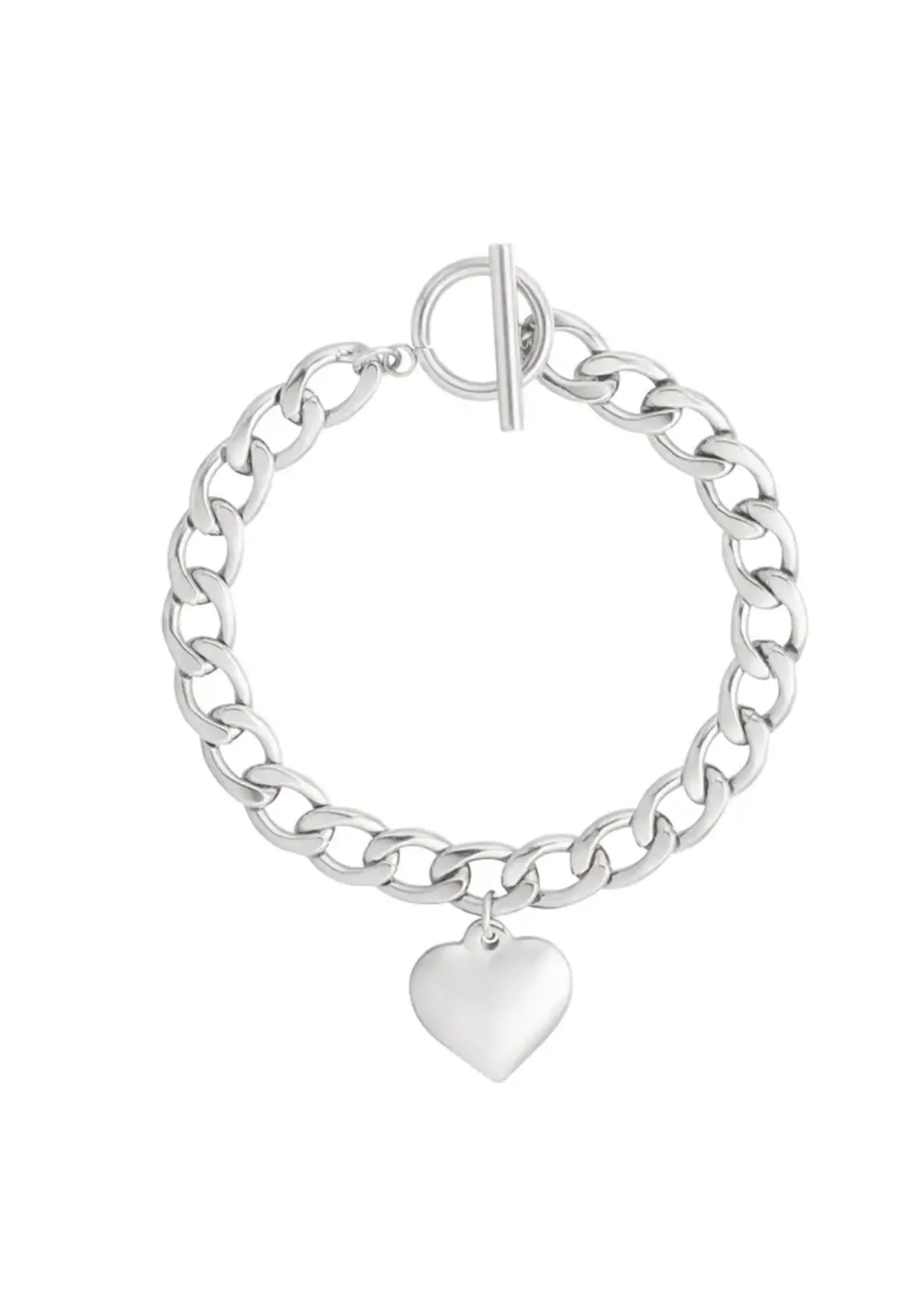 Course Link Bracelet With Heart Silver