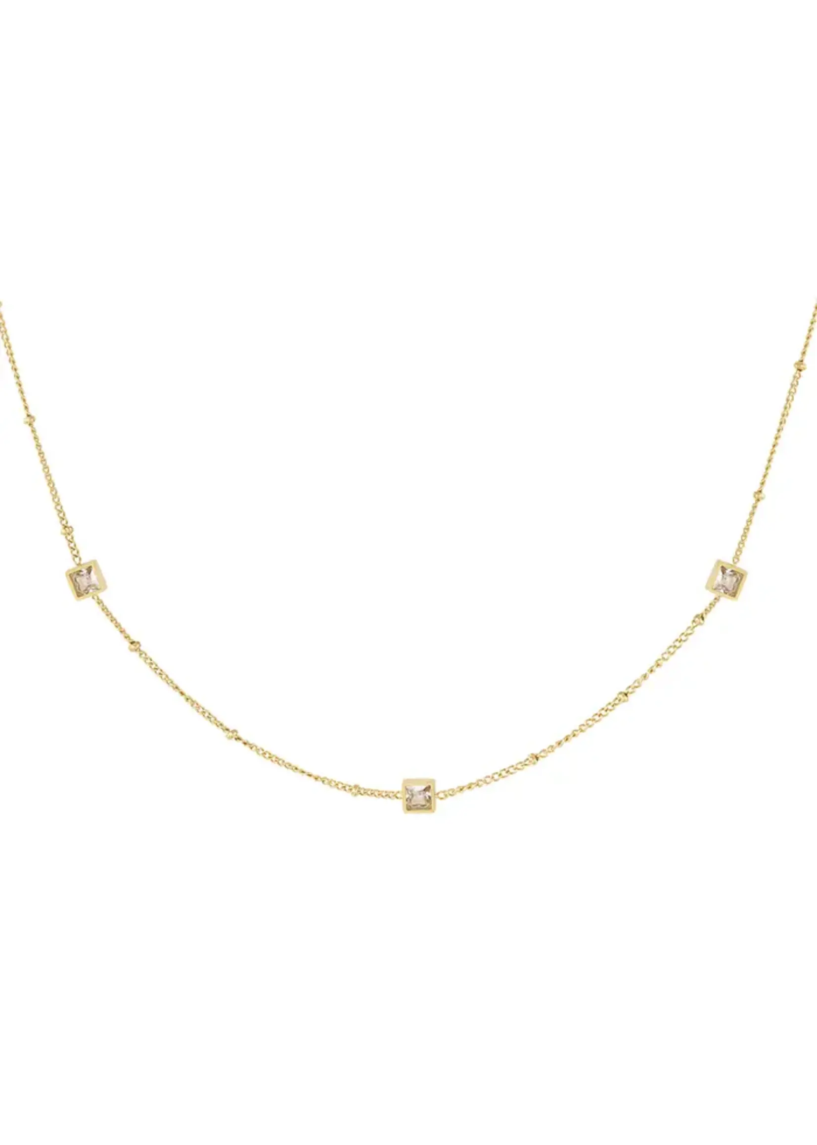 Necklace With 3 Stones Gold