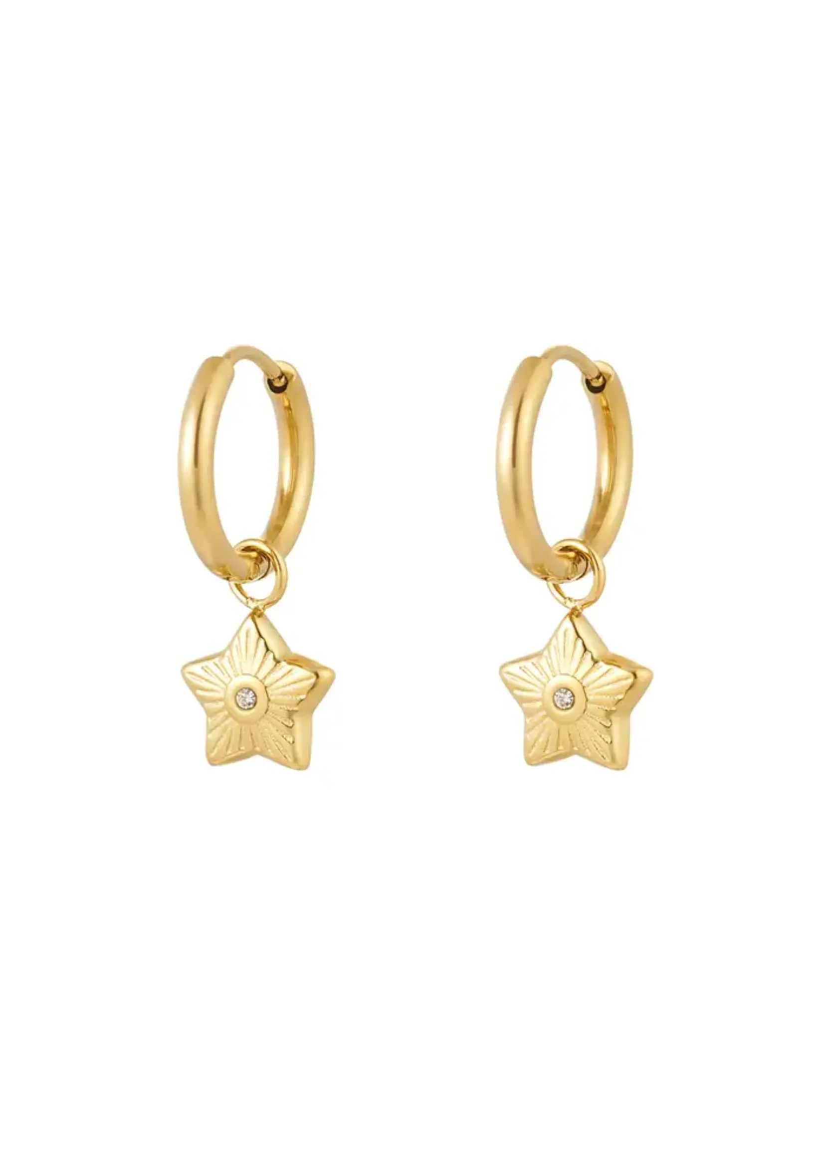 Earrings Star With Stone Gold