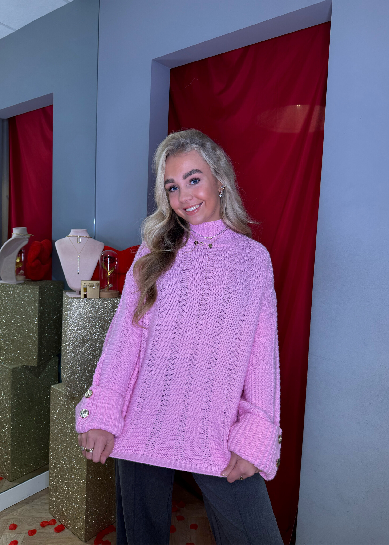 Oversized Structured Sweater Pink