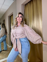 Broderie Wrap Blouse Taupe