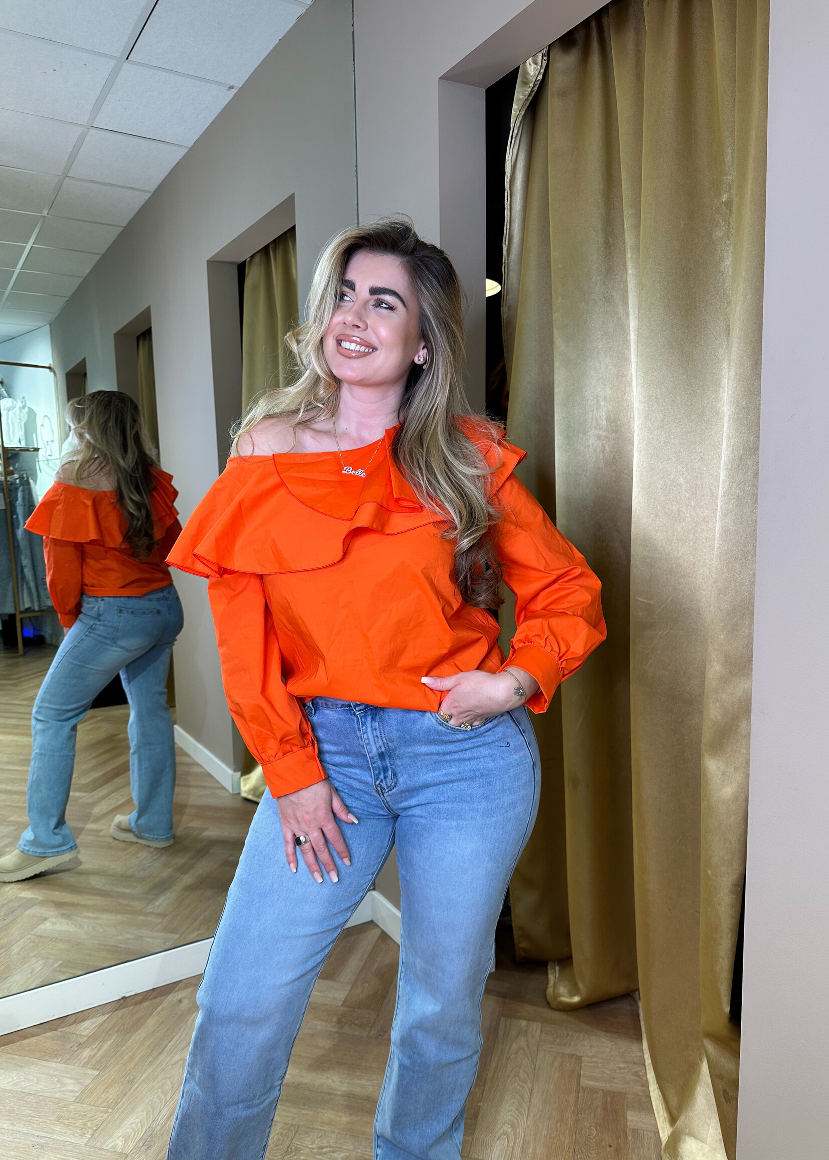 Off Shoulder Blouse Oranje | Liva