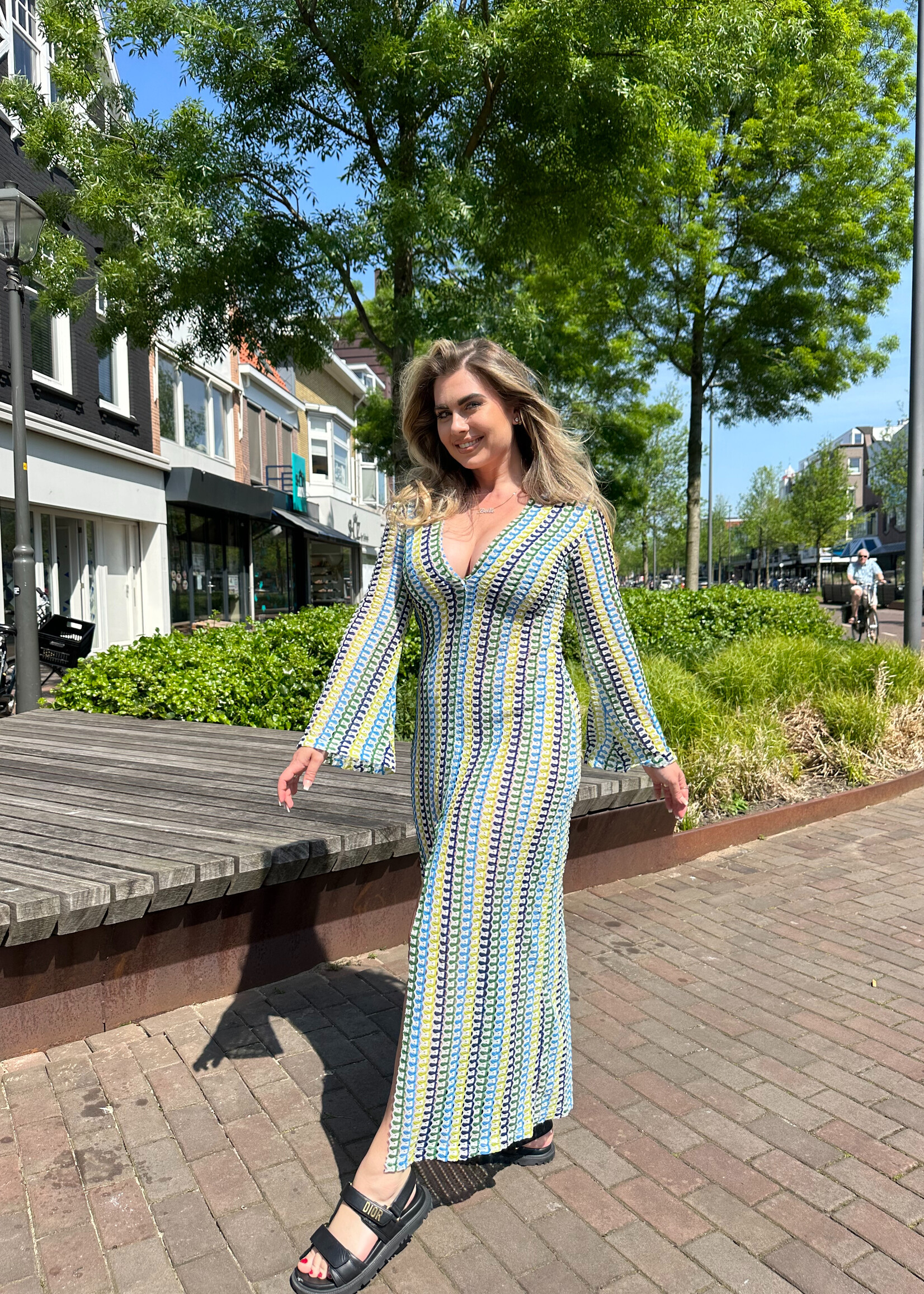 Maxi jurk v hals sale