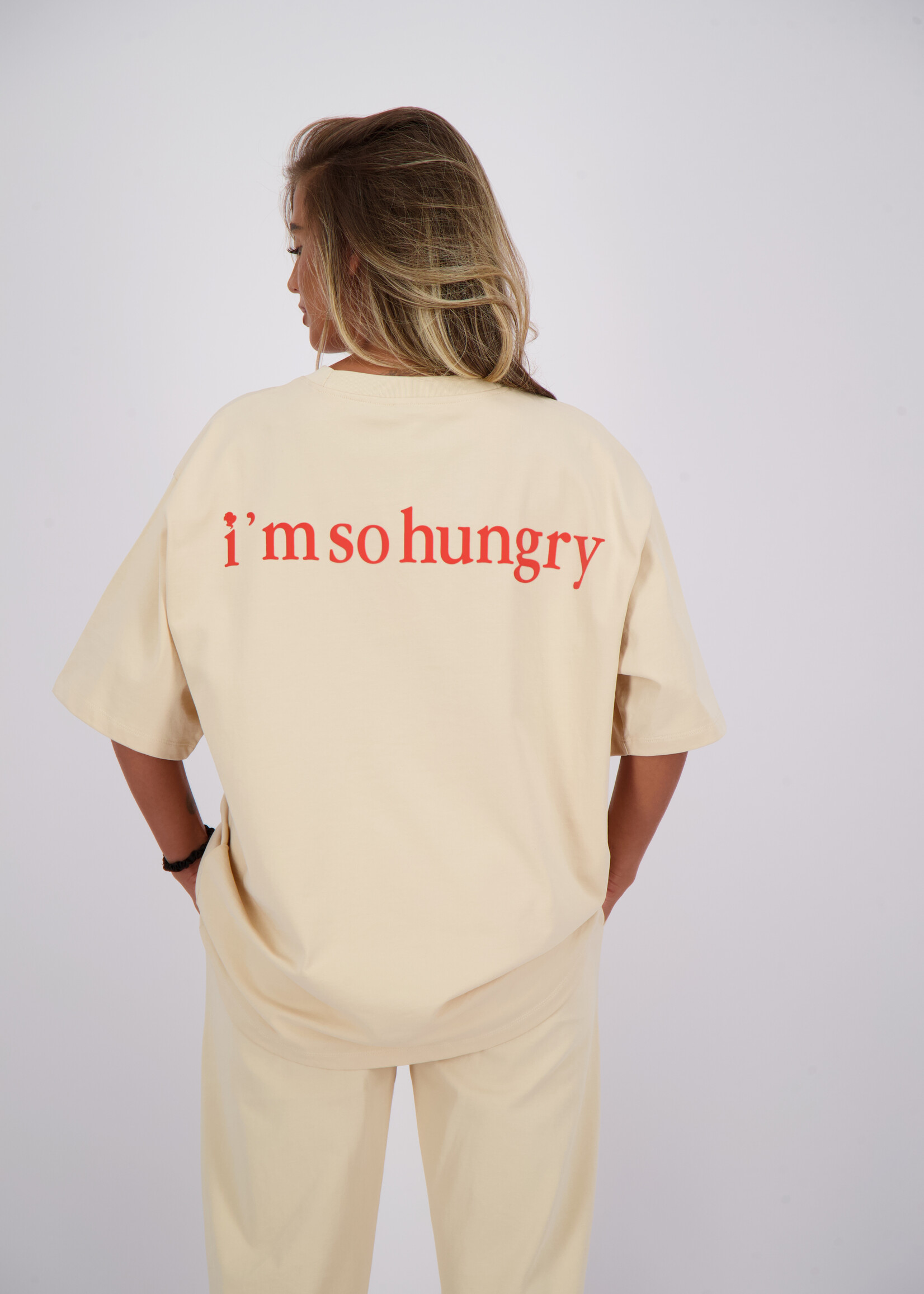 Reinders T-shirt I'm So Hungry Creme