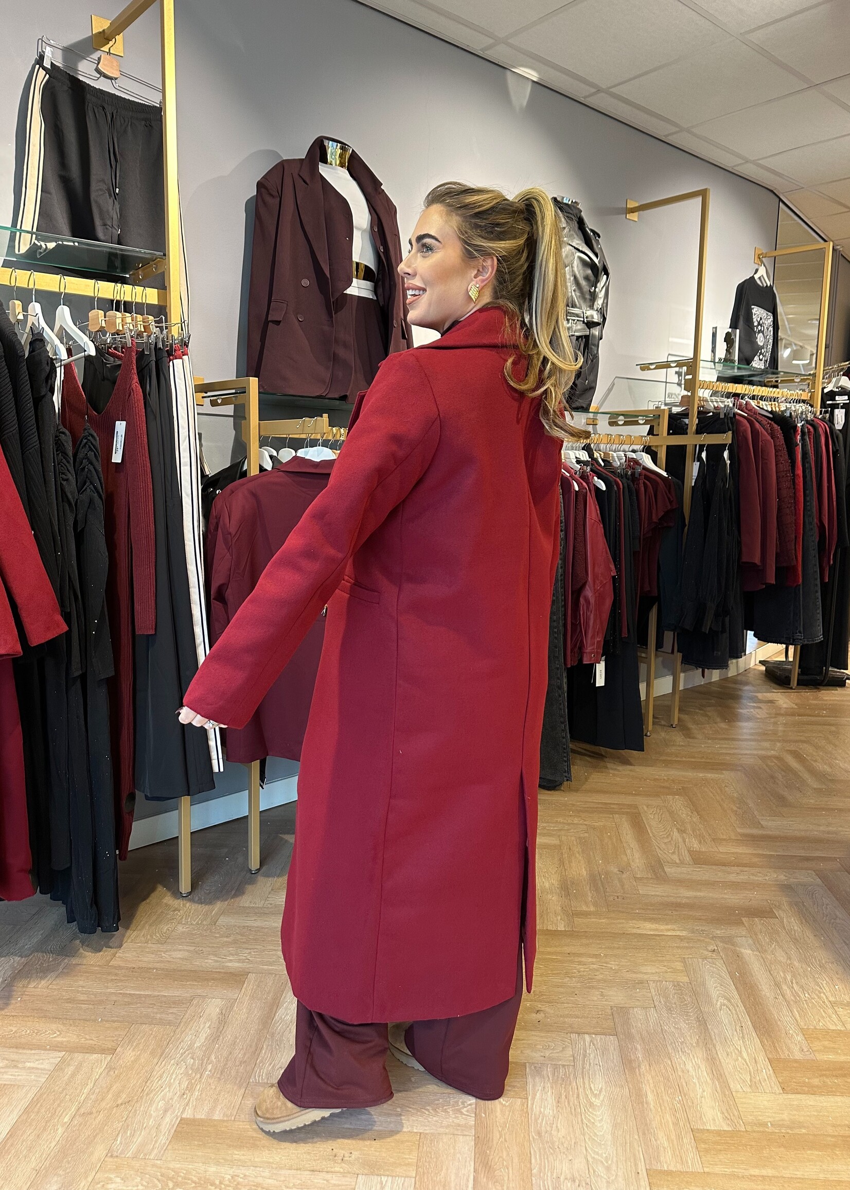 Mantel Jas Knopen Bordeaux | Isabel