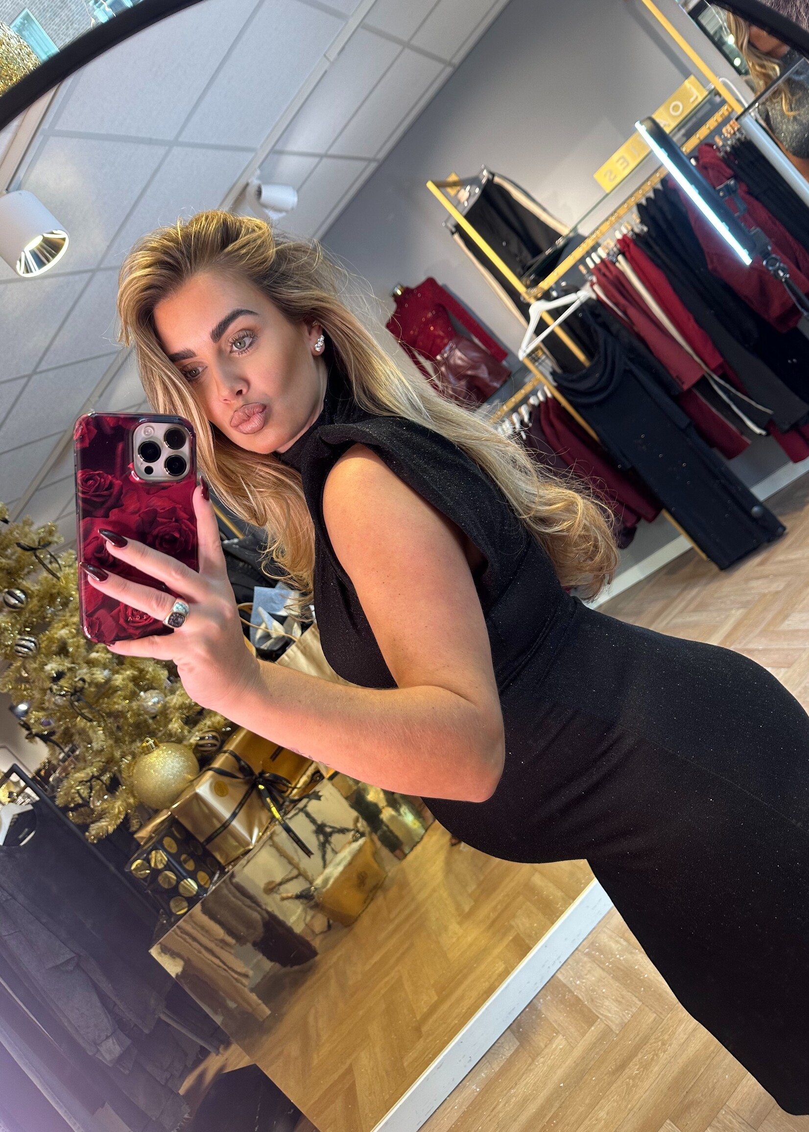 Stretch Glitter Jurk Zwart