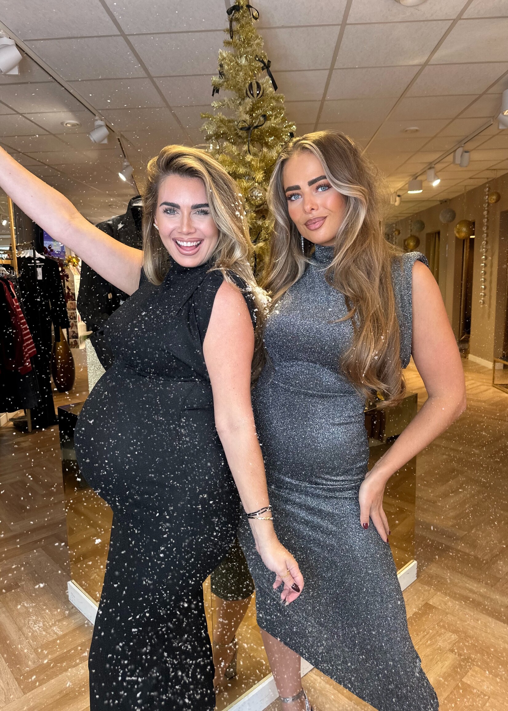 Stretch Glitter Jurk Zwart