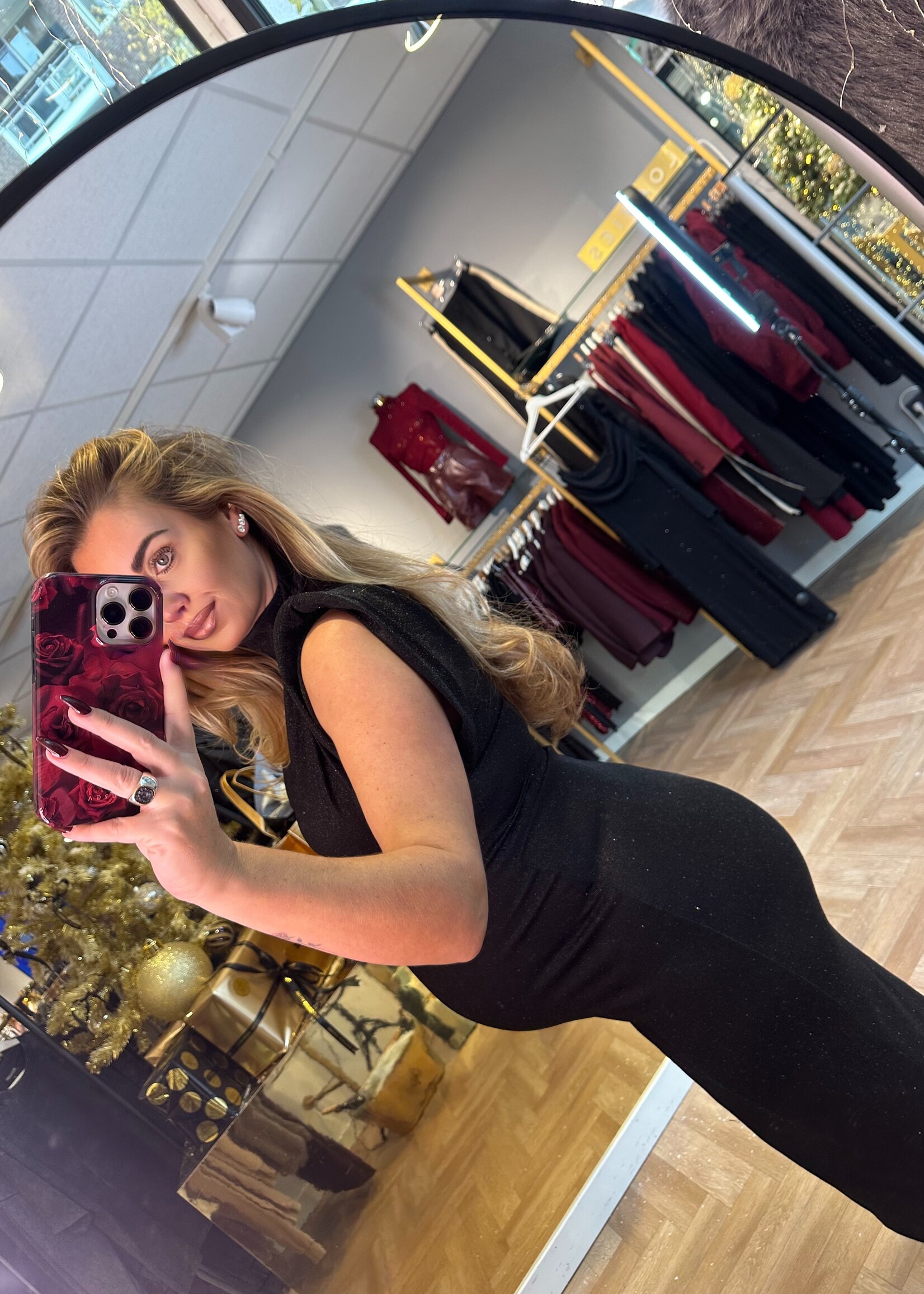 Stretch Glitter Jurk Zwart