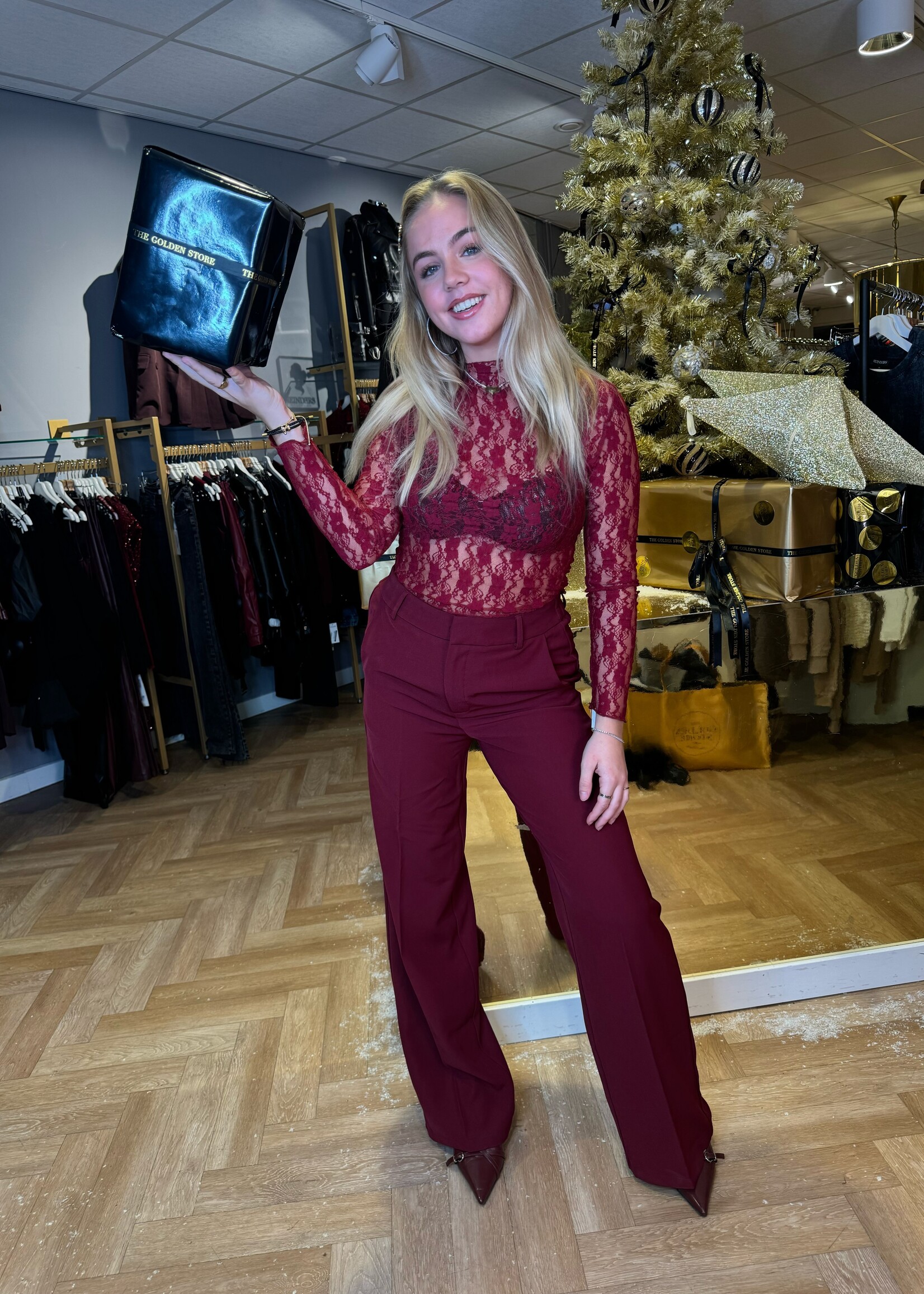 Kanten Top Bordeaux | Ginny