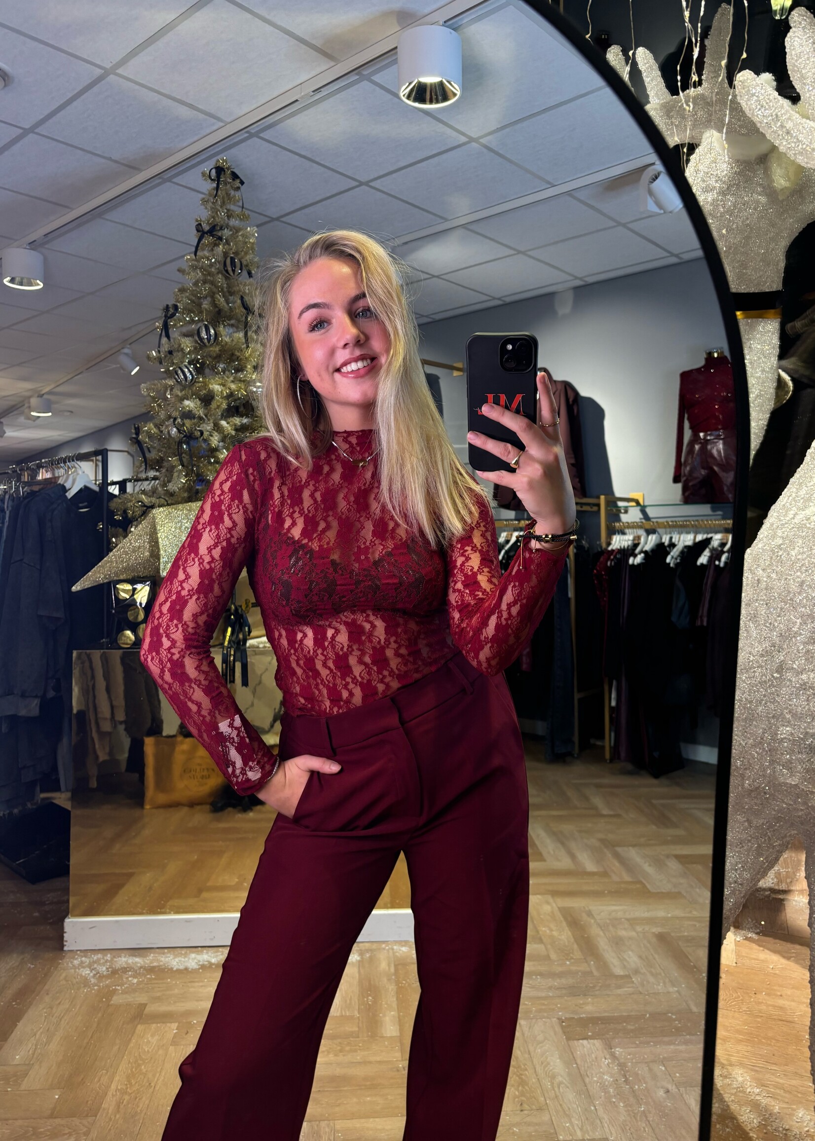 Kanten Top Bordeaux | Ginny
