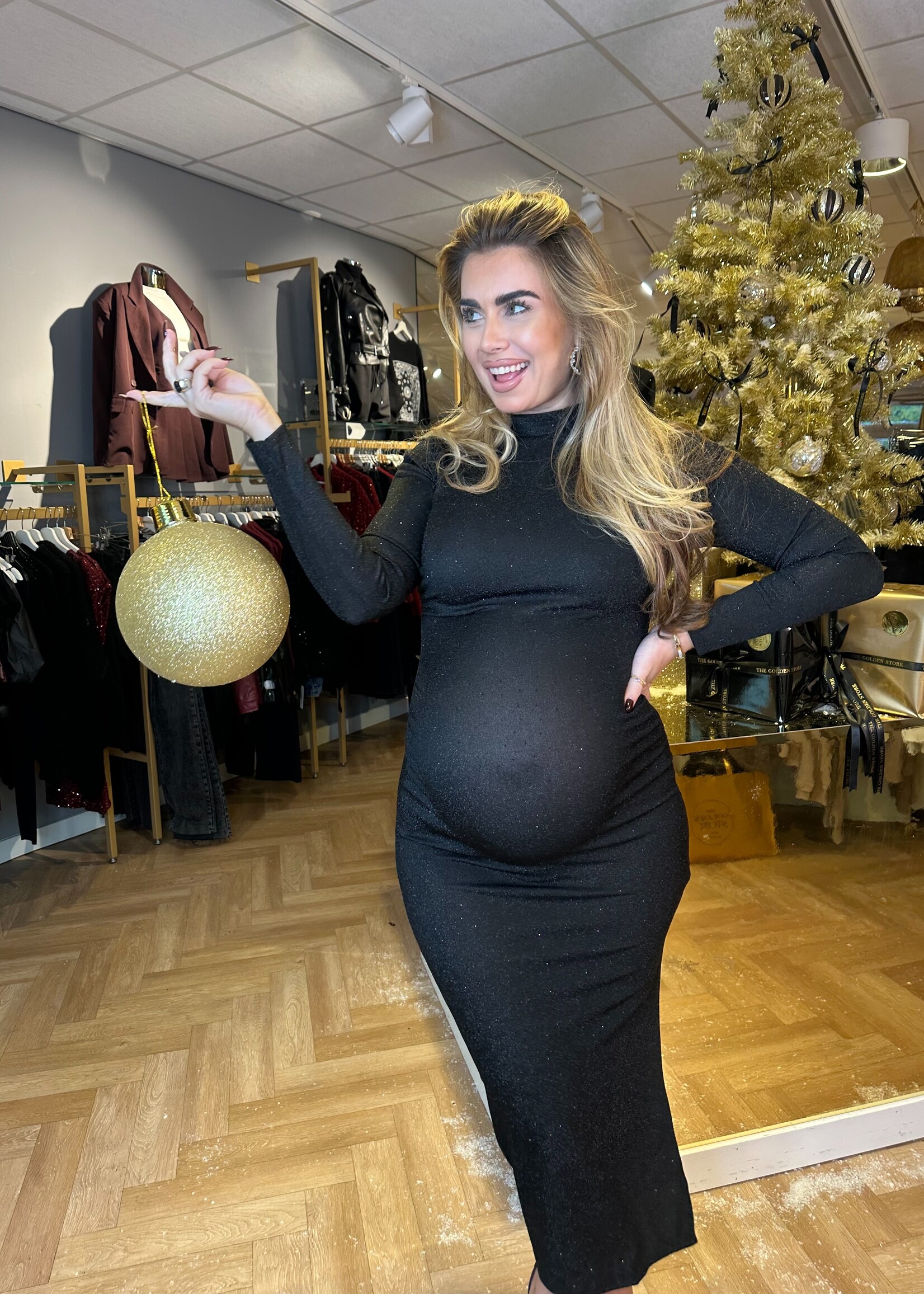 Lange Jurk Lurex Zwart | Noé