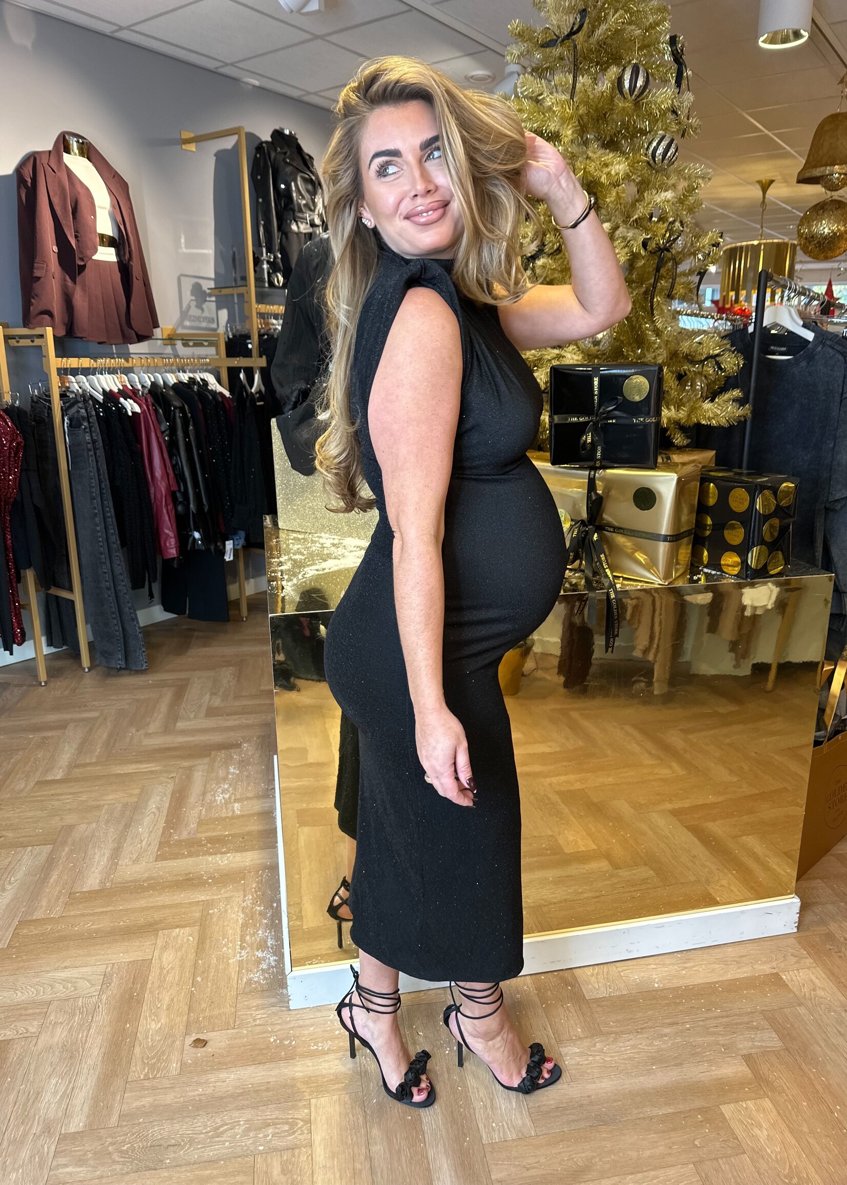 Stretch Glitter Jurk Zwart