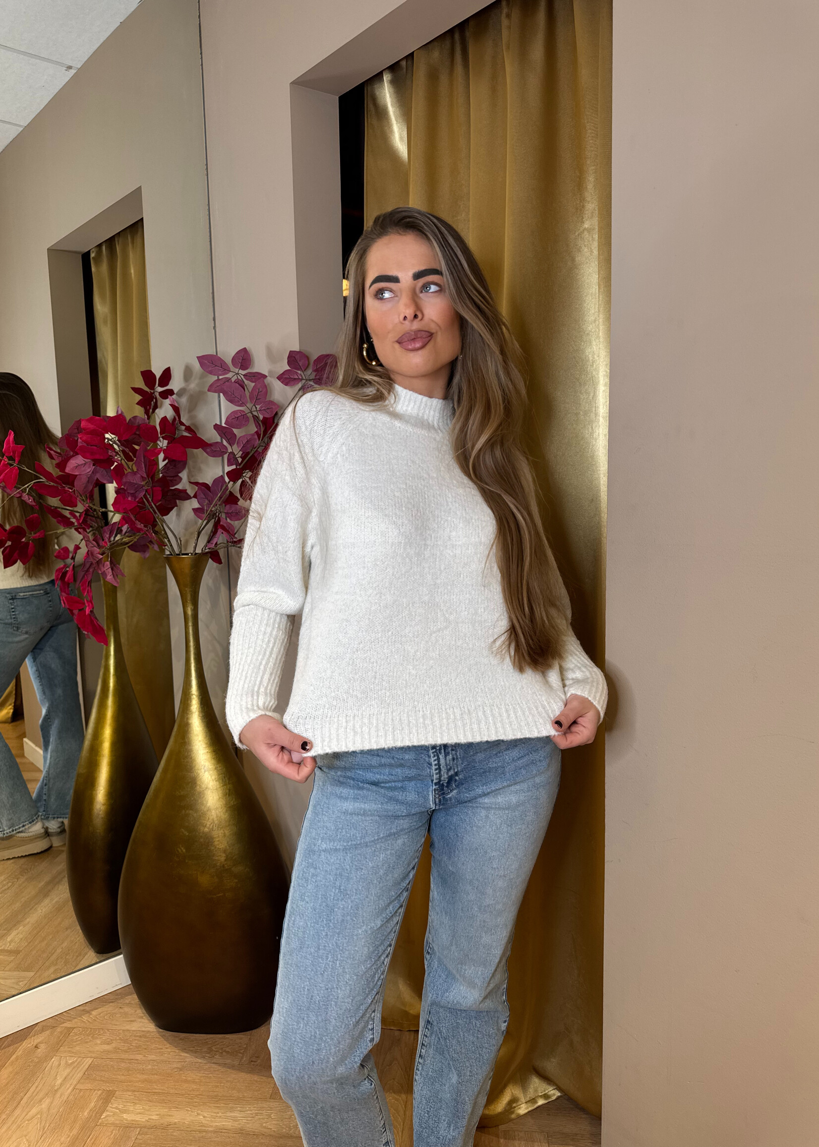 Pofmouw Trui Lurex Wit | Lina