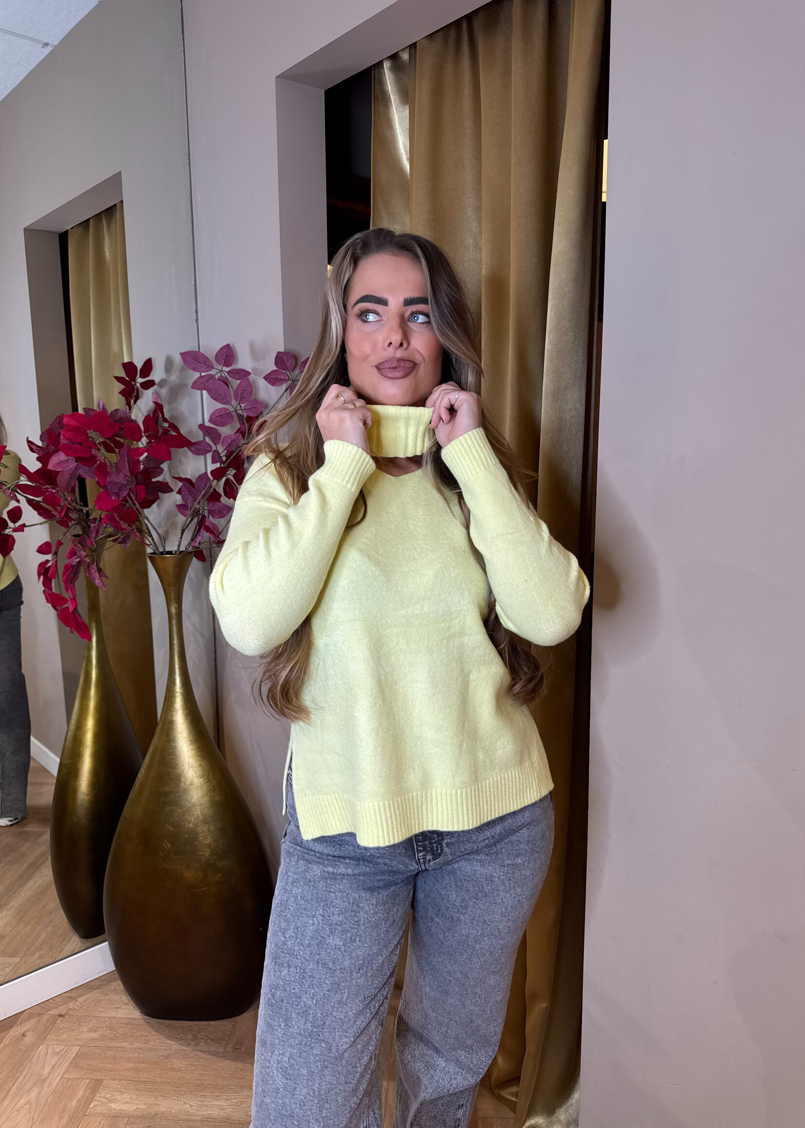 Col V-hals Trui Geel | Sissy