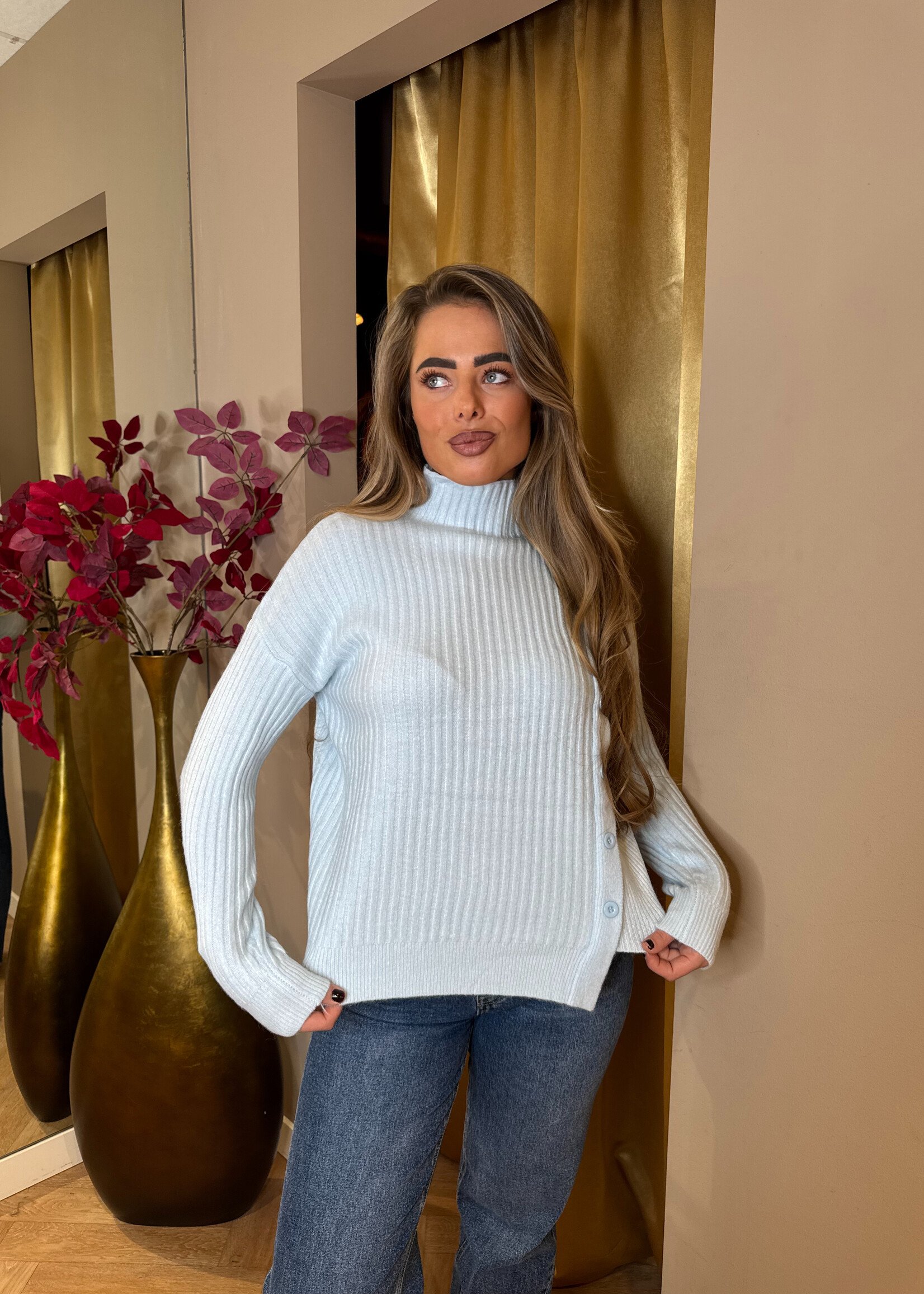 Col Trui Knoopjes Blauw | Lilly