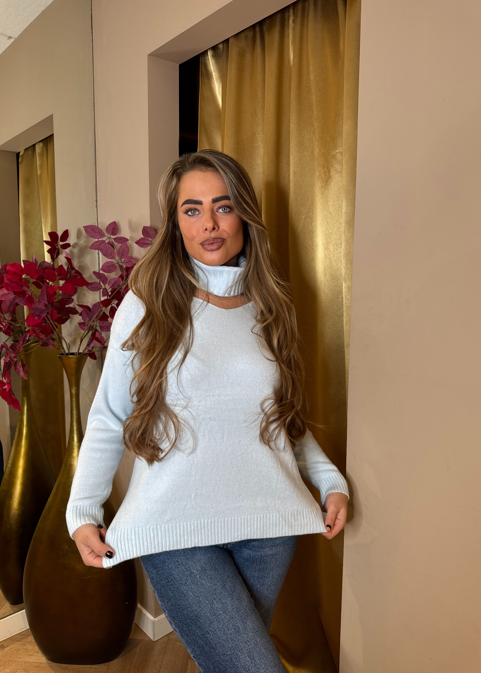 Col V-hals Trui Blauw | Sissy