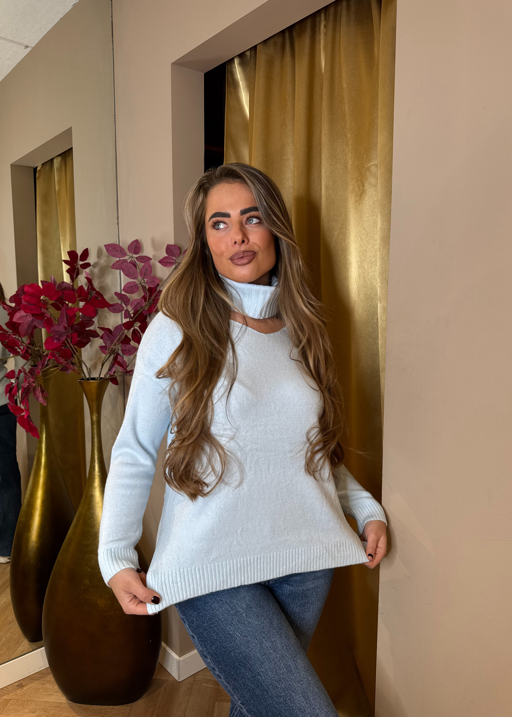 Col V-hals Trui Blauw | Sissy