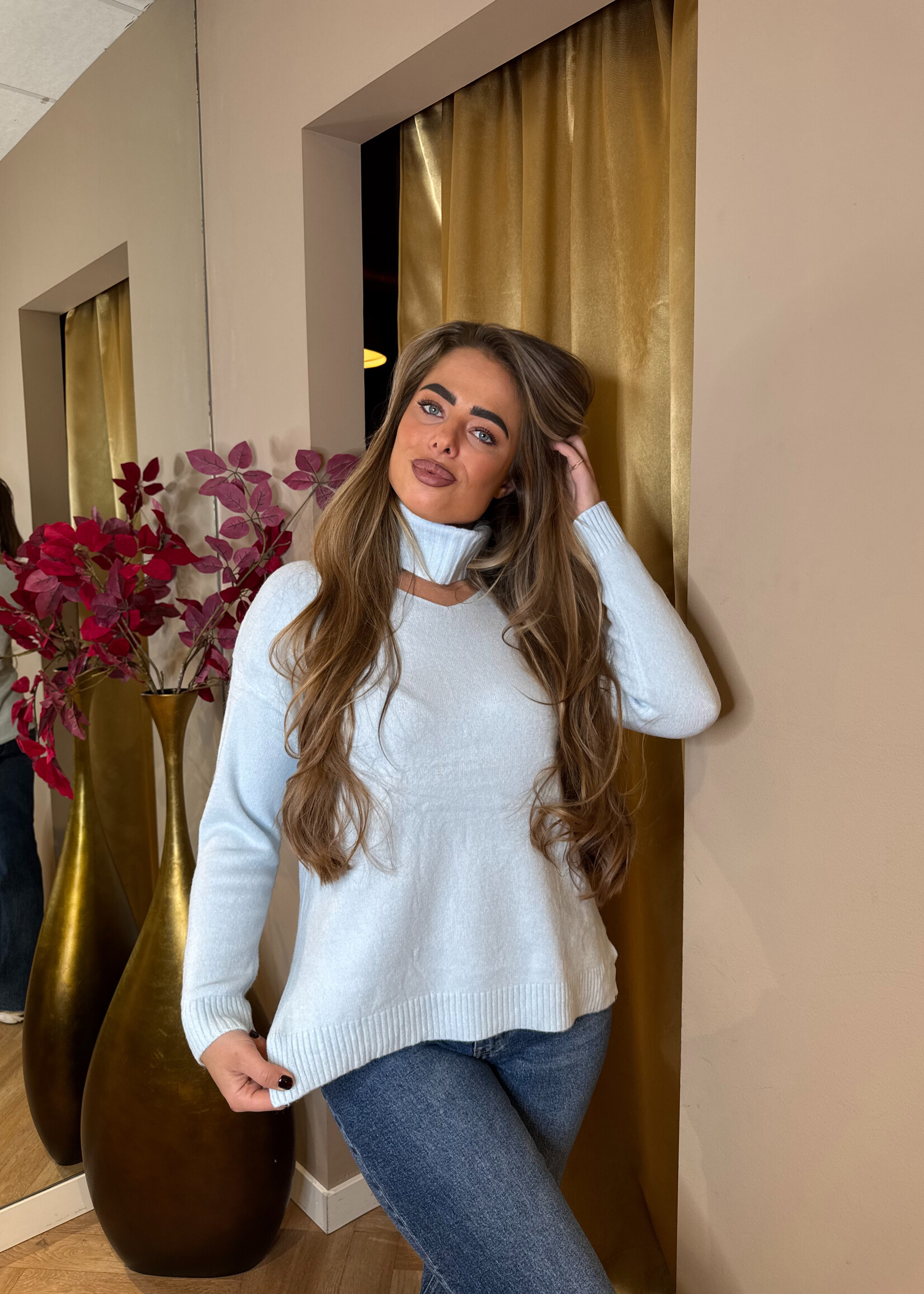 Col V-hals Trui Blauw | Sissy