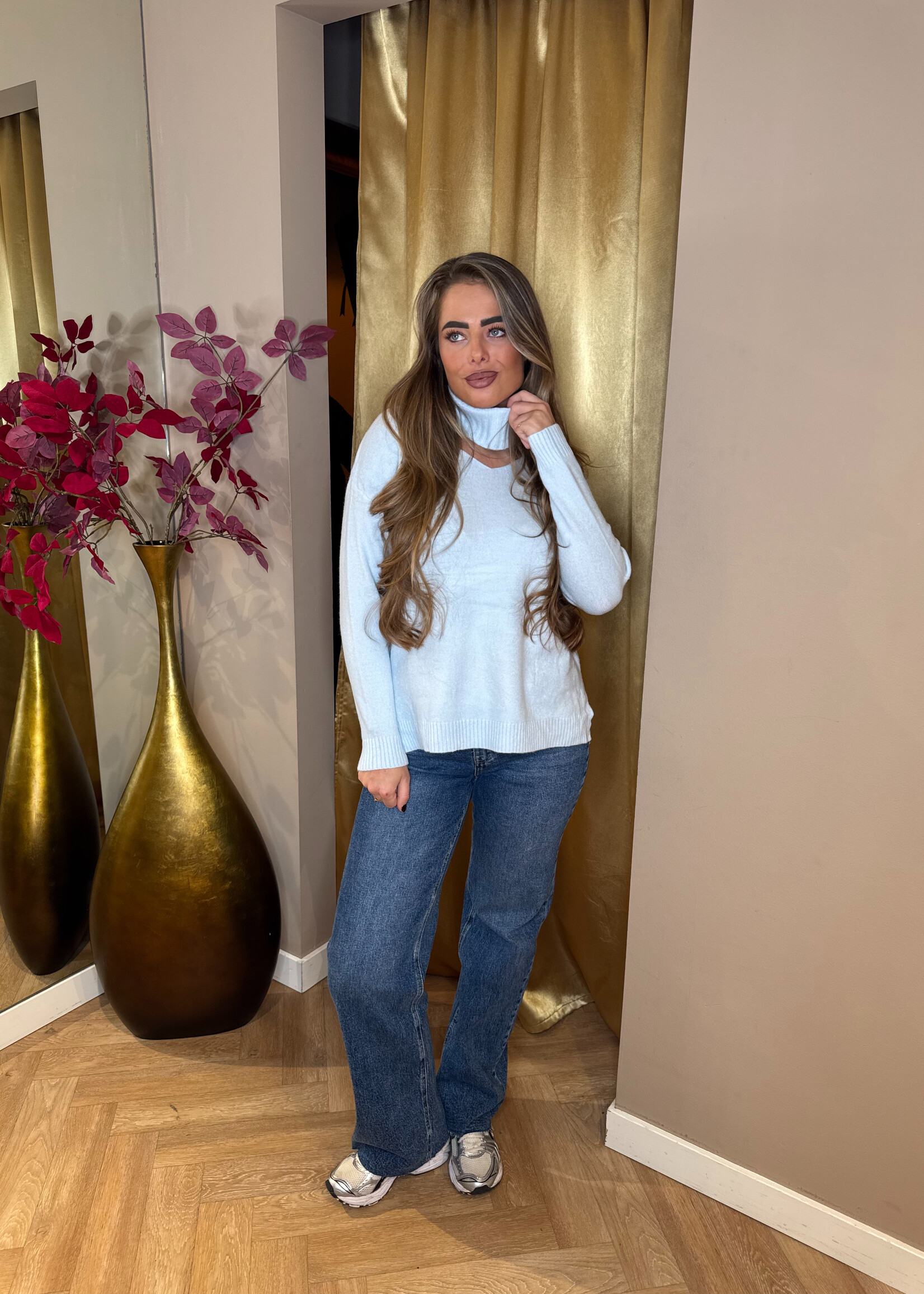 Col V-hals Trui Blauw | Sissy