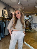 Knitted Sweater Korte Mouw Taupe | Liz
