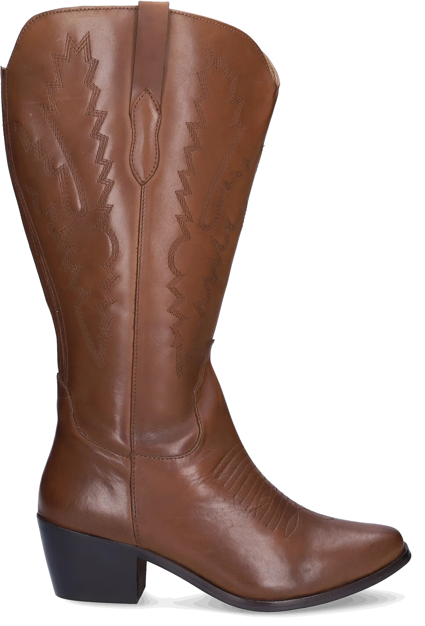 Plymouth - Cognac - Wide Calf Cowboy Boots - JJ Footwear US