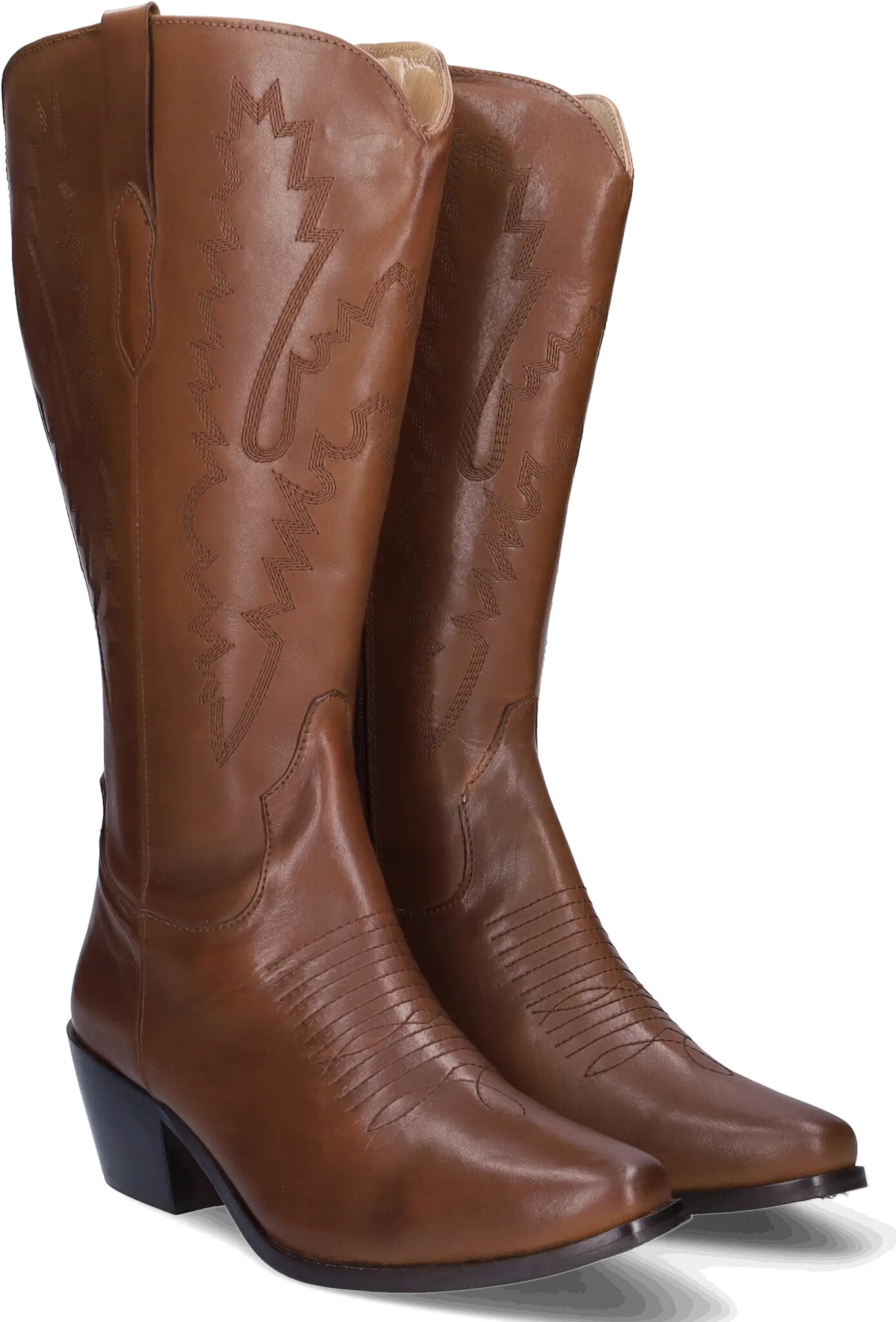 Plymouth - Cognac - Wide Calf Cowboy Boots - JJ Footwear US