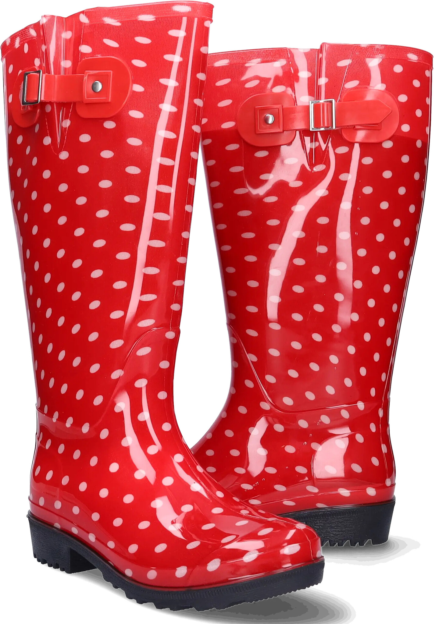 Wellies Red/White polka dots