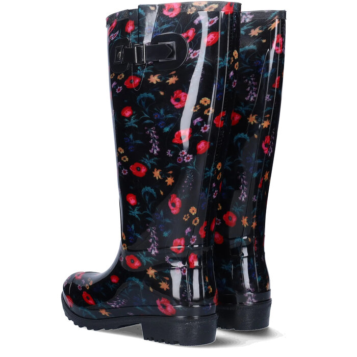 Wellies Wellies - Black Red Flowers