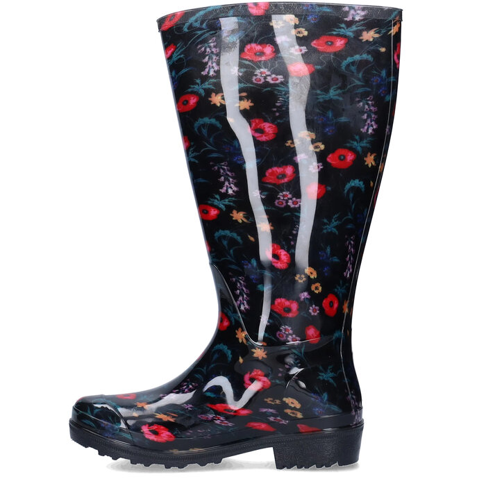Wellies Wellies - Black Red Flowers