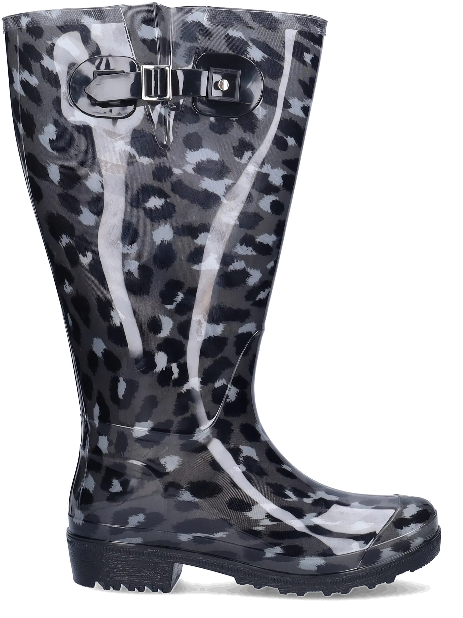 Jileon Rainboots Top Wide Calf Rain Boots Wellies Black Gray
