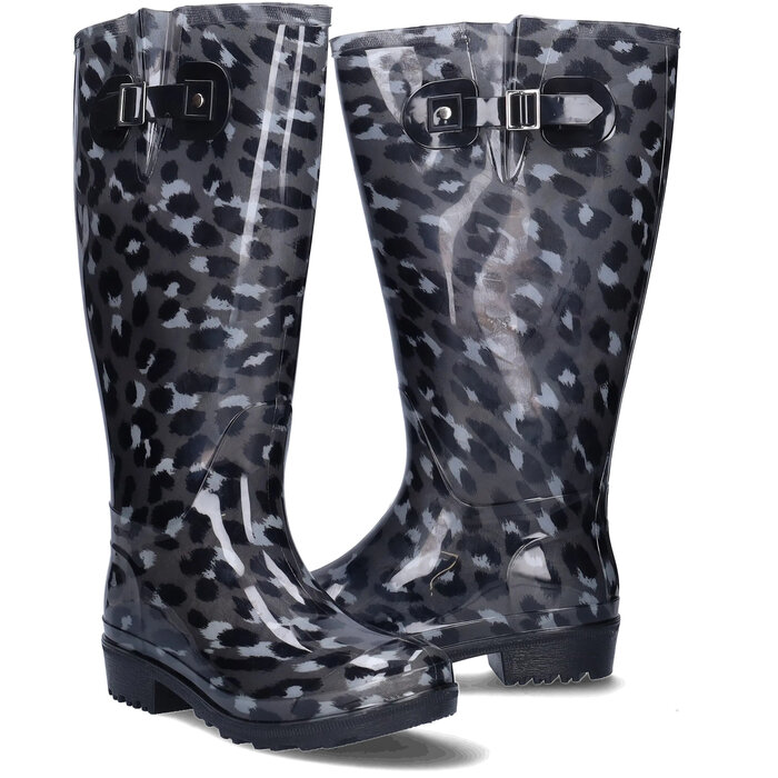 Wellies Wellies - Black Gray Leopard