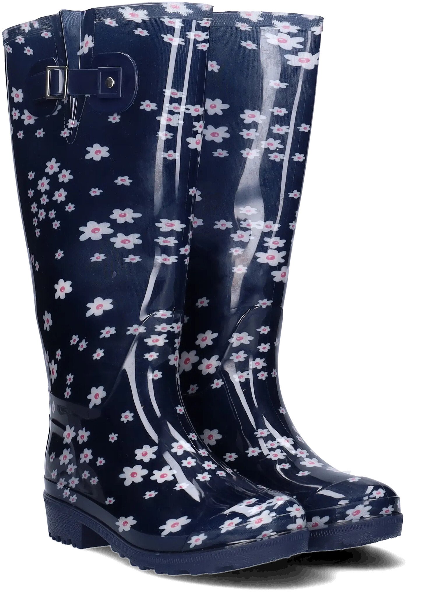 Wellies - Blue White Flowers - Wide calf rain boots - JJ Footwear US