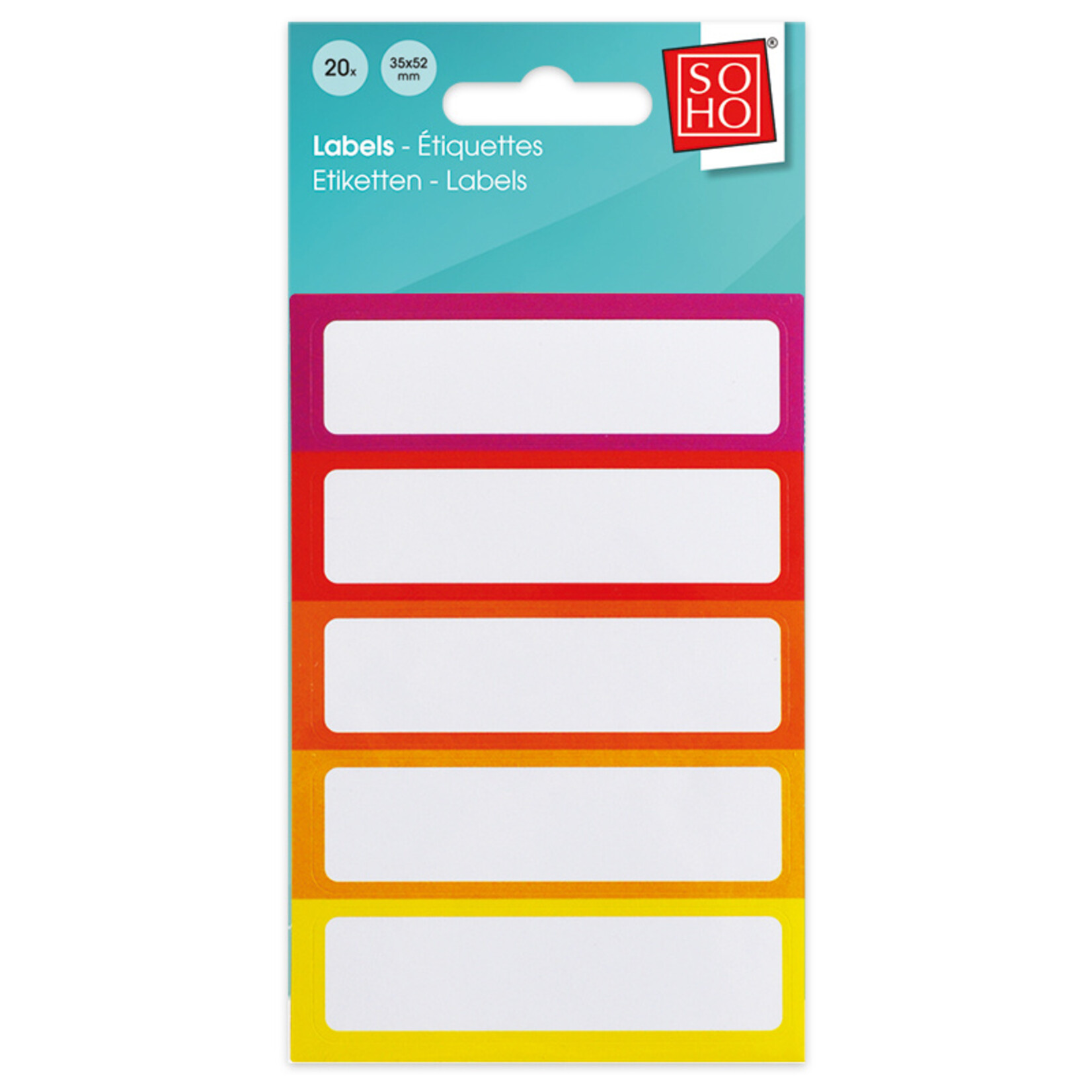 Soho Schooletiket gekleurde rand 25 stuks