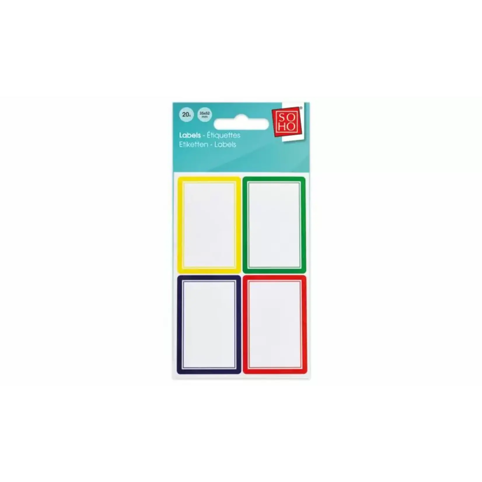 Soho Schooletiket gekleurde rand 20 stuks