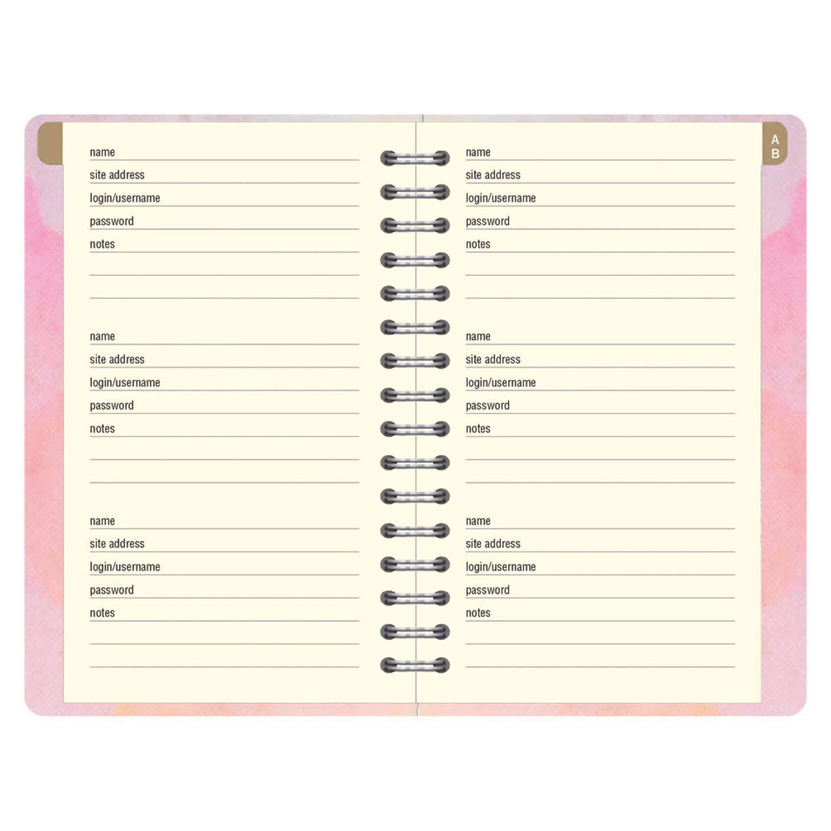 Peter Pauper Logboek Internet address & Password Peter Pauper Watercolor Sunset