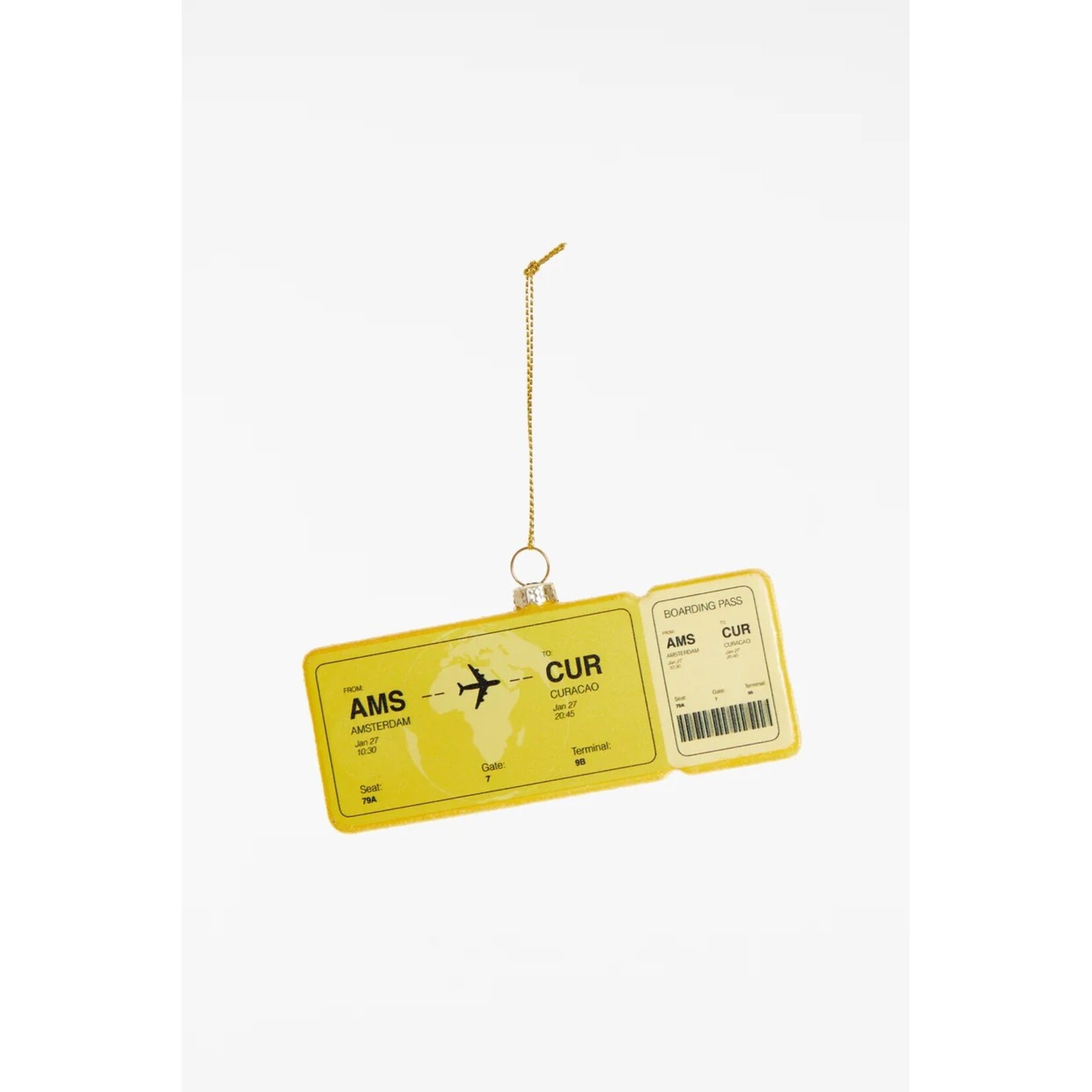 Boardingpass Amsterdam - Curacao Kerstornament