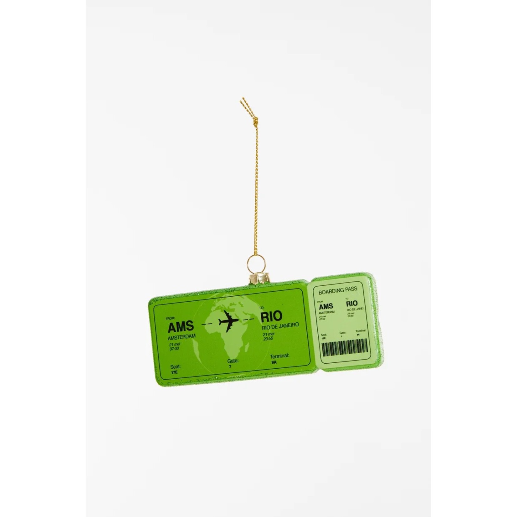 Yup in de boom Boardingpass Amsterdam - Rio de Janeiro Kerstornament