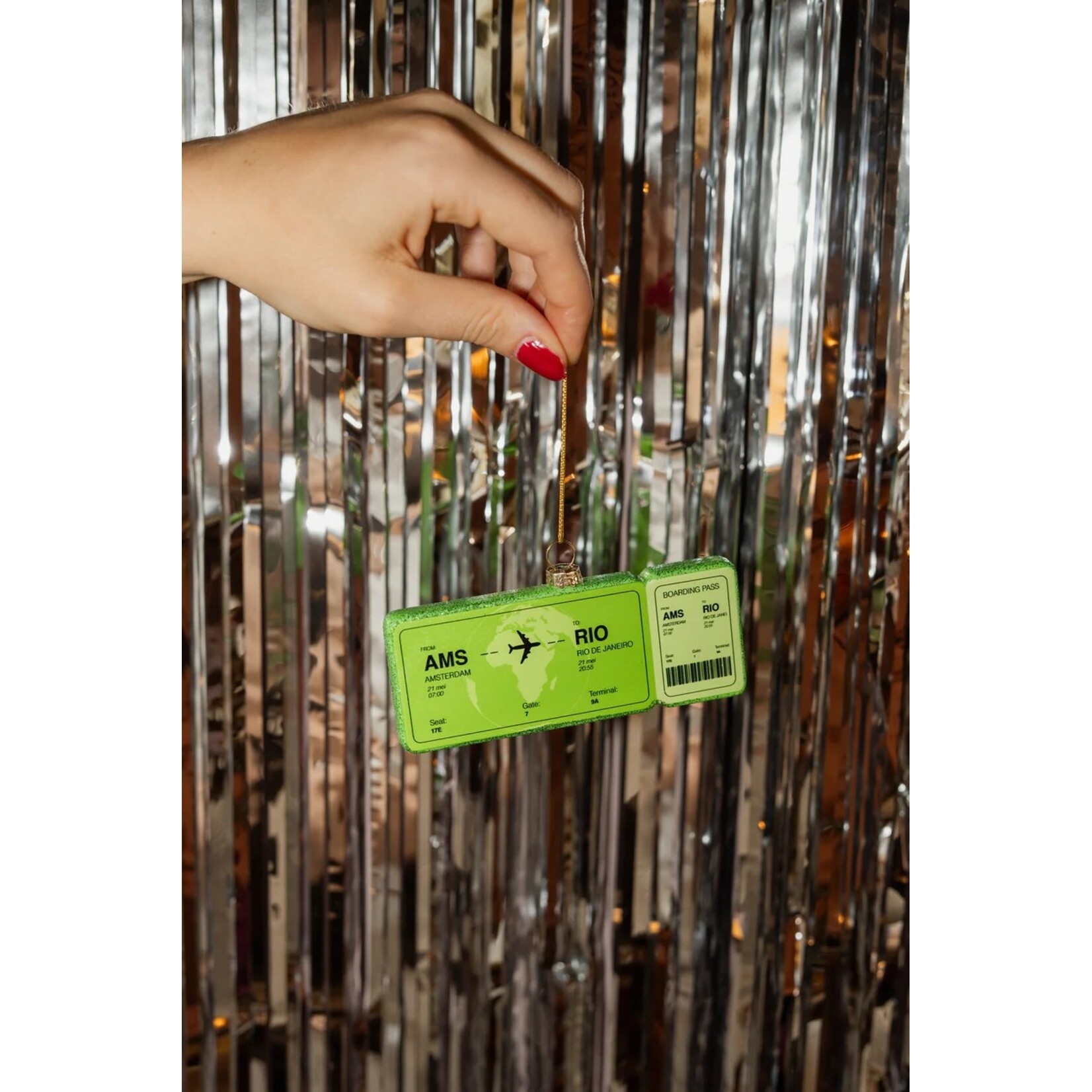 Boardingpass Amsterdam - Rio de Janeiro Kerstornament