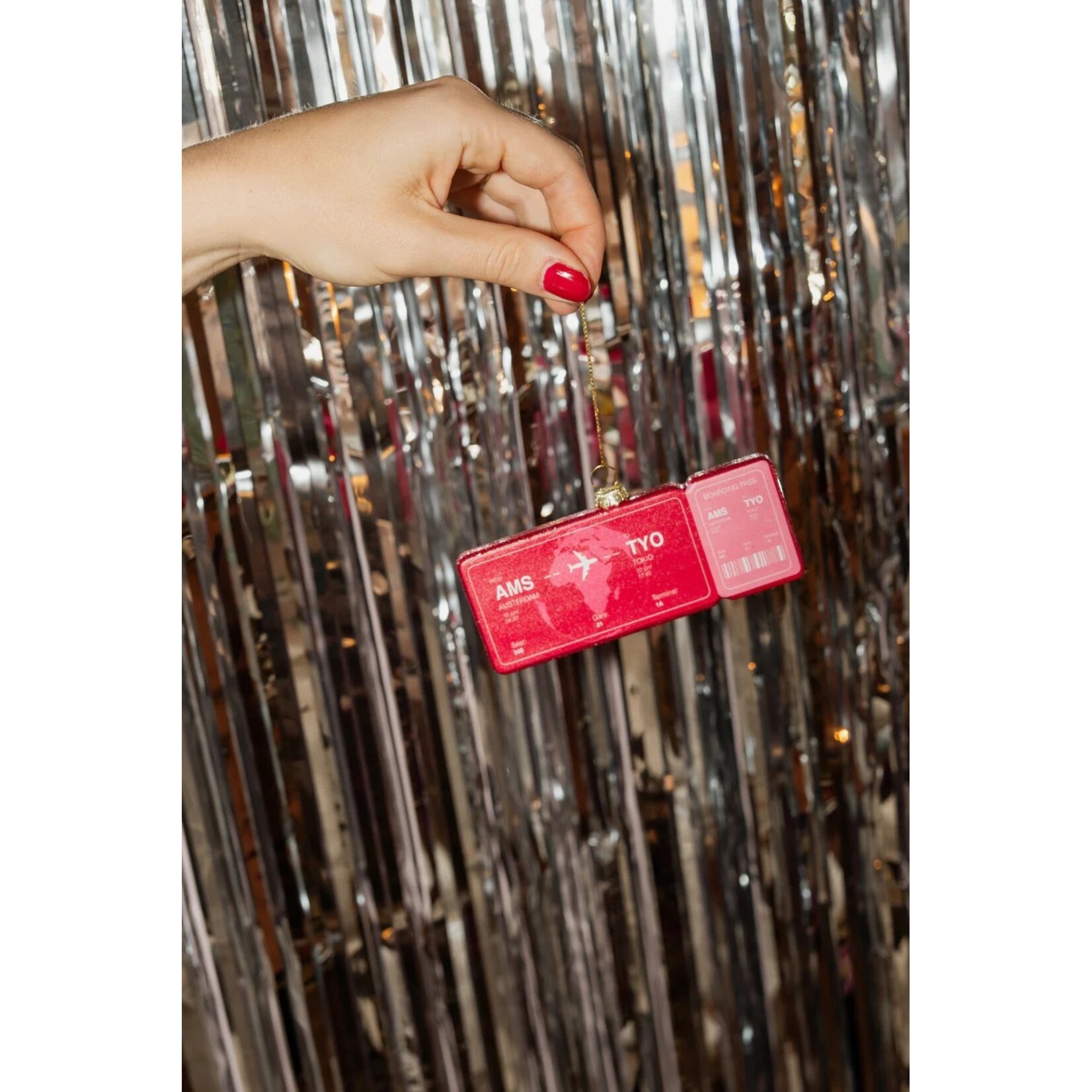 Boardingpass Amsterdam - Tokio Kerstornament