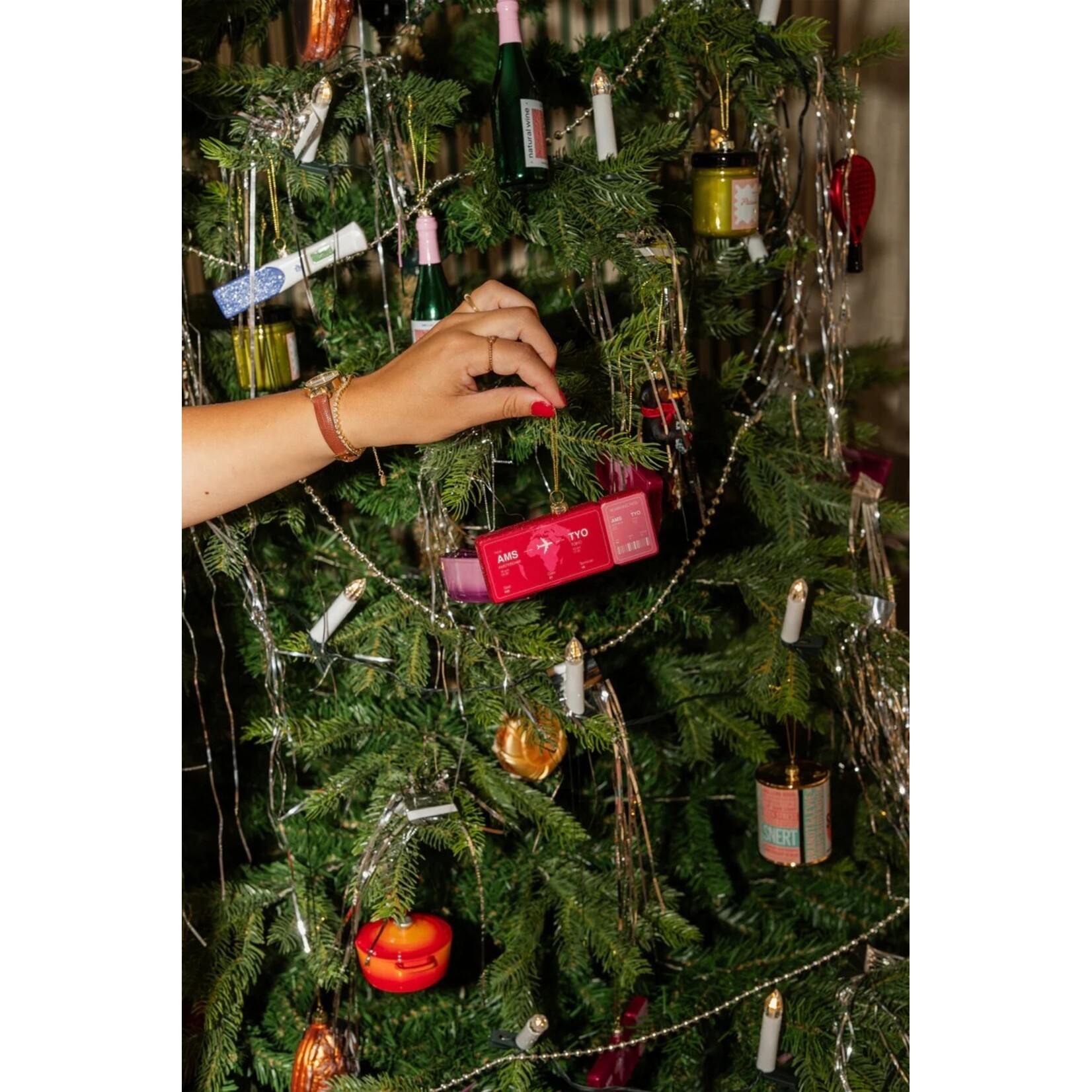 Boardingpass Amsterdam - Tokio Kerstornament