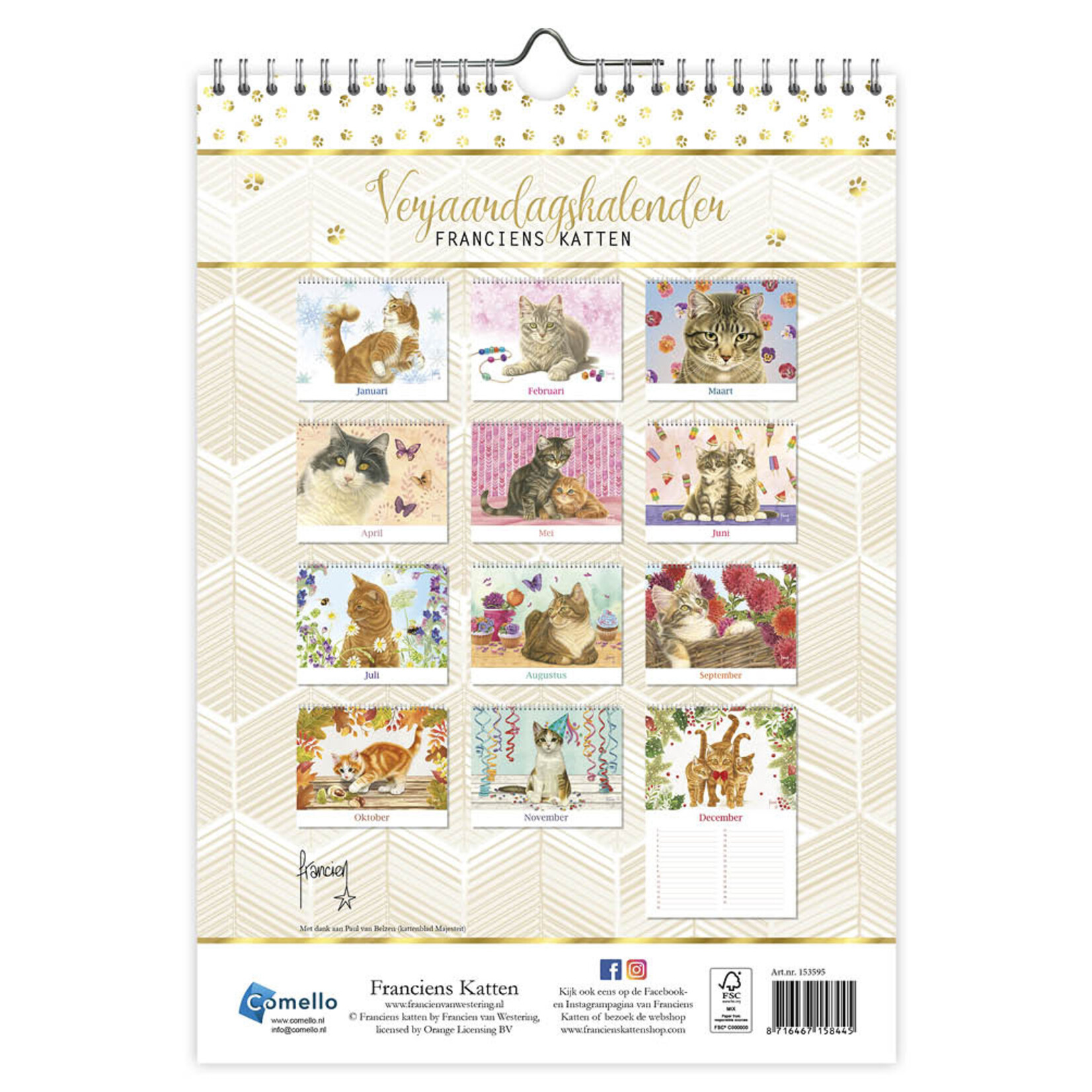 Franciens Katten A4 verjaardagskalender GINGER