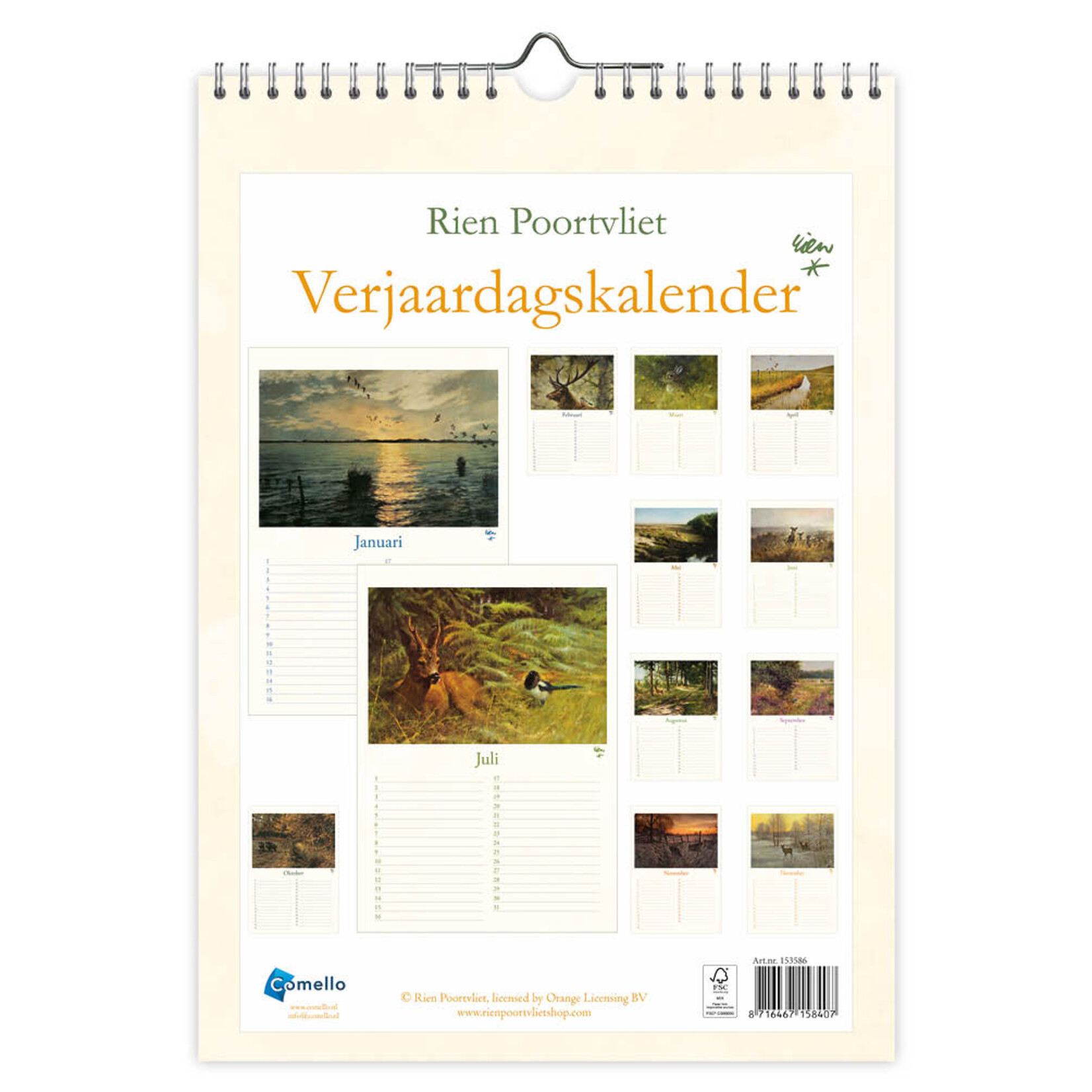 Rien Poortvliet natuur A4 verjaardagskalender