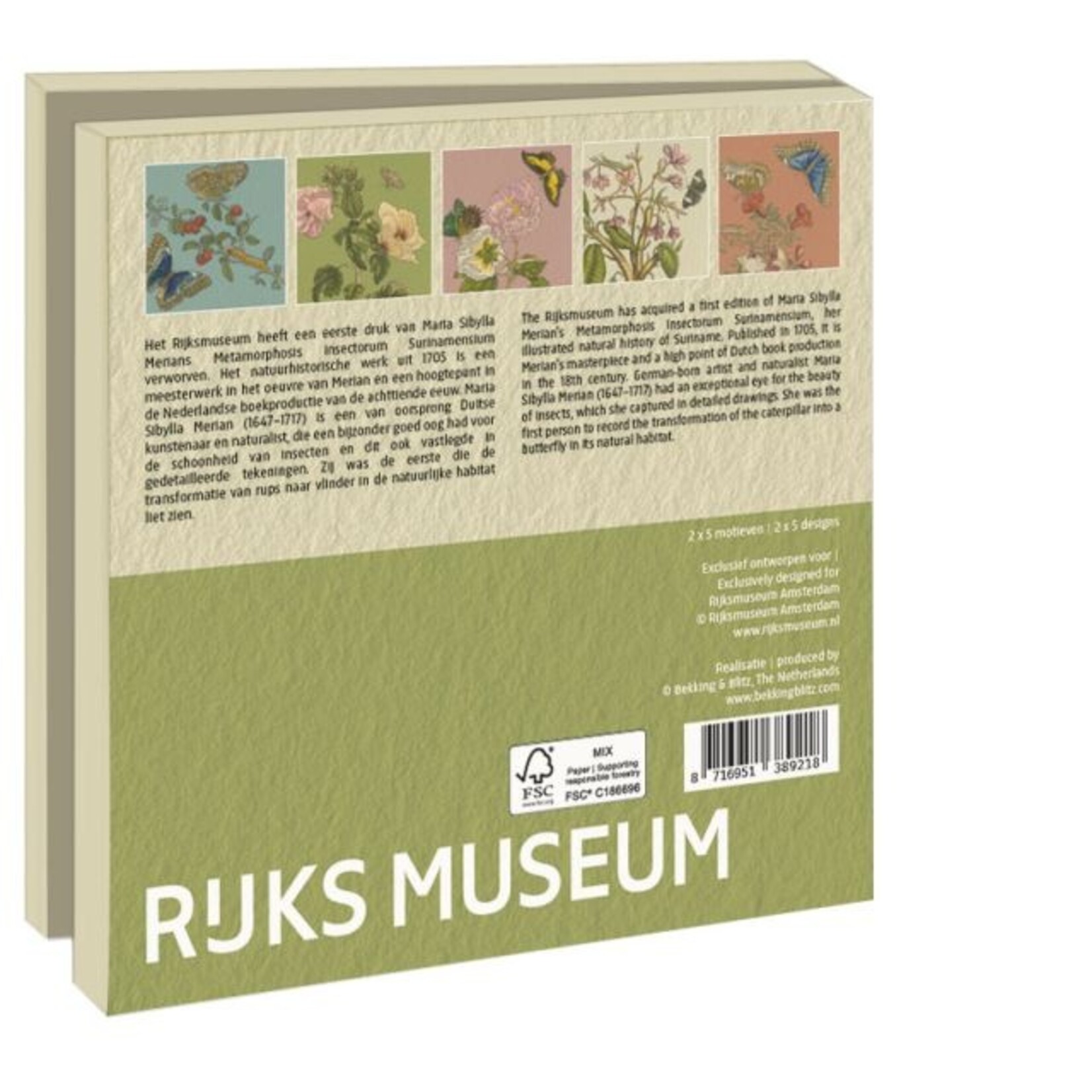 Kaartenmapje met env, vierkant: Sibylla Merian, Rijksmuseum