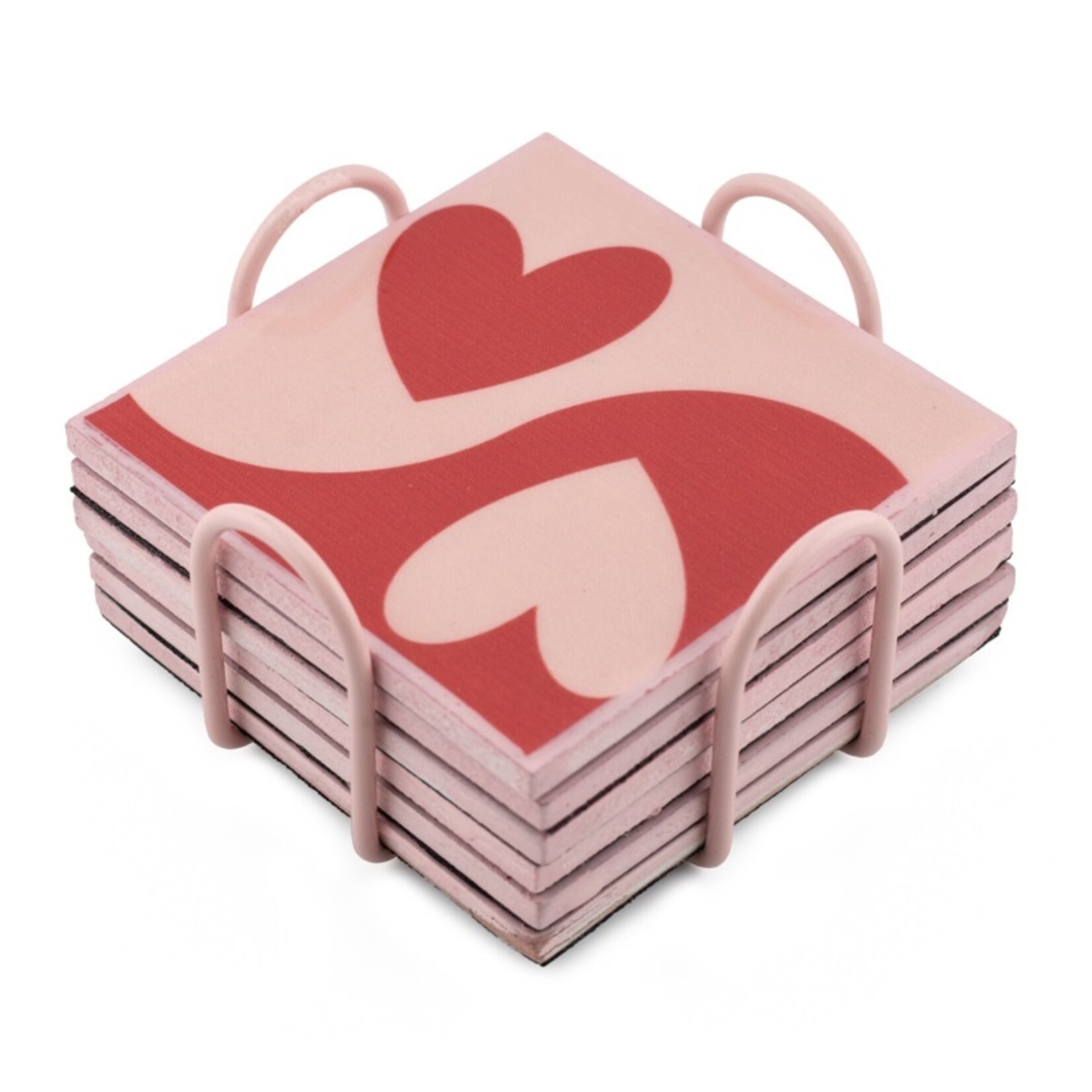 Homebound Set van 6 onderzetters met rekje tekst love